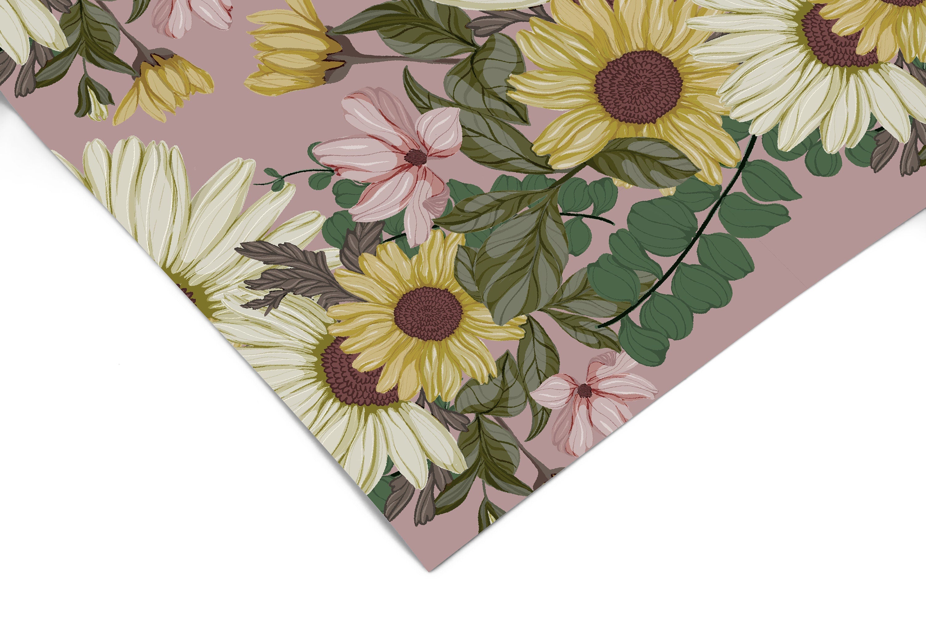 Sunflowers and Mauve Contact Paper | Peel And Stick Wallpaper | Removable Wallpaper | Shelf Liner | Drawer Liner | Peel and Stick Paper 816 - JamesAndColors