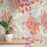 Set of 4 Panels of 24in (2ft) x 72in (6ft) Orange Floral DISCOUNTED Peel and Stick TEXTURE Wallpaper 995