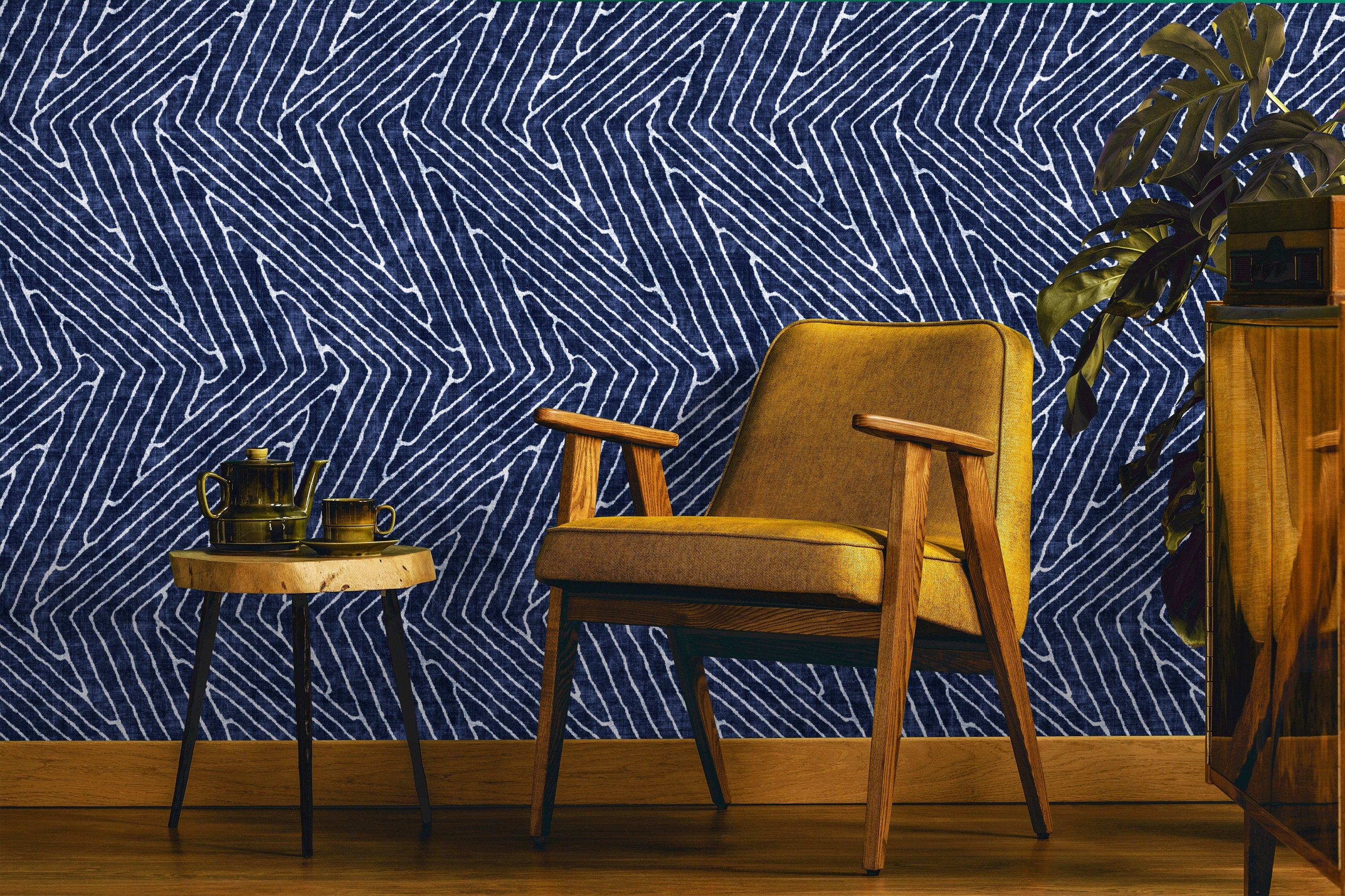 Removable Wallpaper White Navy Geometric Wallpaper | Peel And Stick Wallpaper | Adhesive Wallpaper | Wall Paper Peel Stick Wall Mural 3516 - JamesAndColors