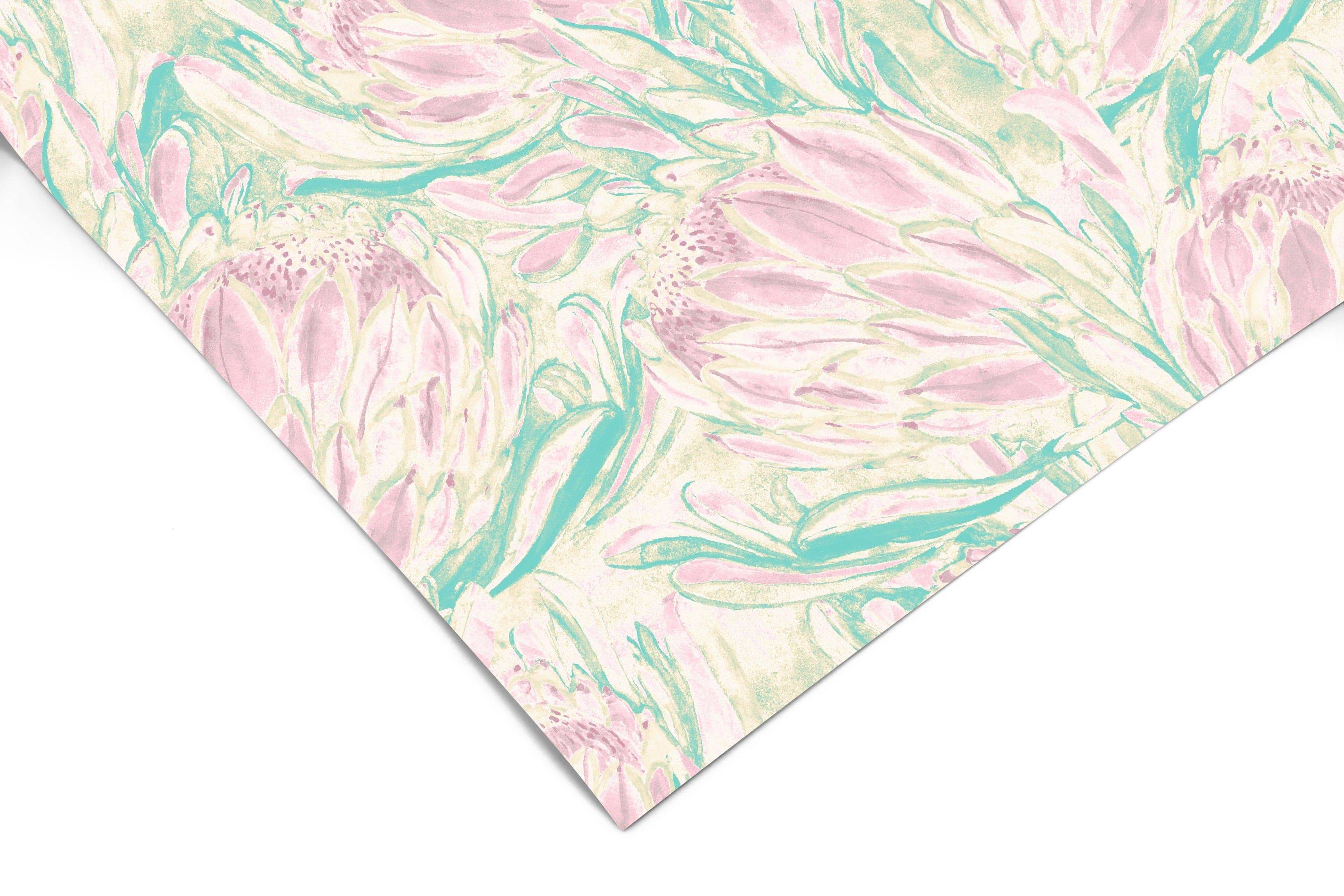 Pastel Pink Floral Contact Paper | Peel And Stick Wallpaper | Removable Wallpaper | Shelf Liner | Drawer Liner | Peel and Stick Paper 821