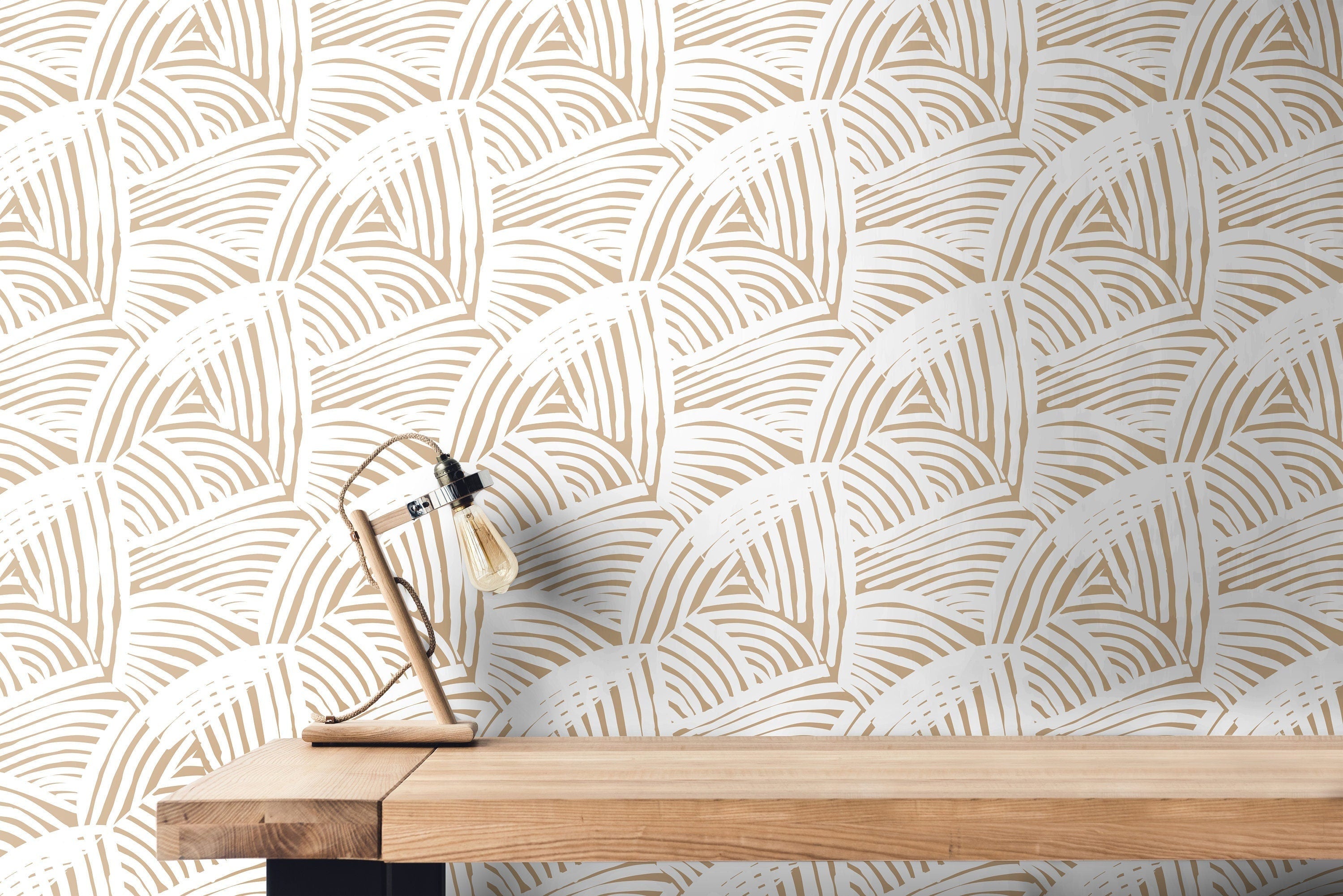Removable Wallpaper Tan And White Modern Wallpaper | Peel And Stick Wallpaper | Adhesive Wallpaper | Wall Paper Peel Stick Wall Mural 3526 - JamesAndColors