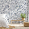 Blue White Wildflower Wallpaper | Wallpaper Peel and Stick | Removable Wallpaper | Wall Paper Peel And Stick | Wall Mural Wall Decor 2395 - JamesAndColors