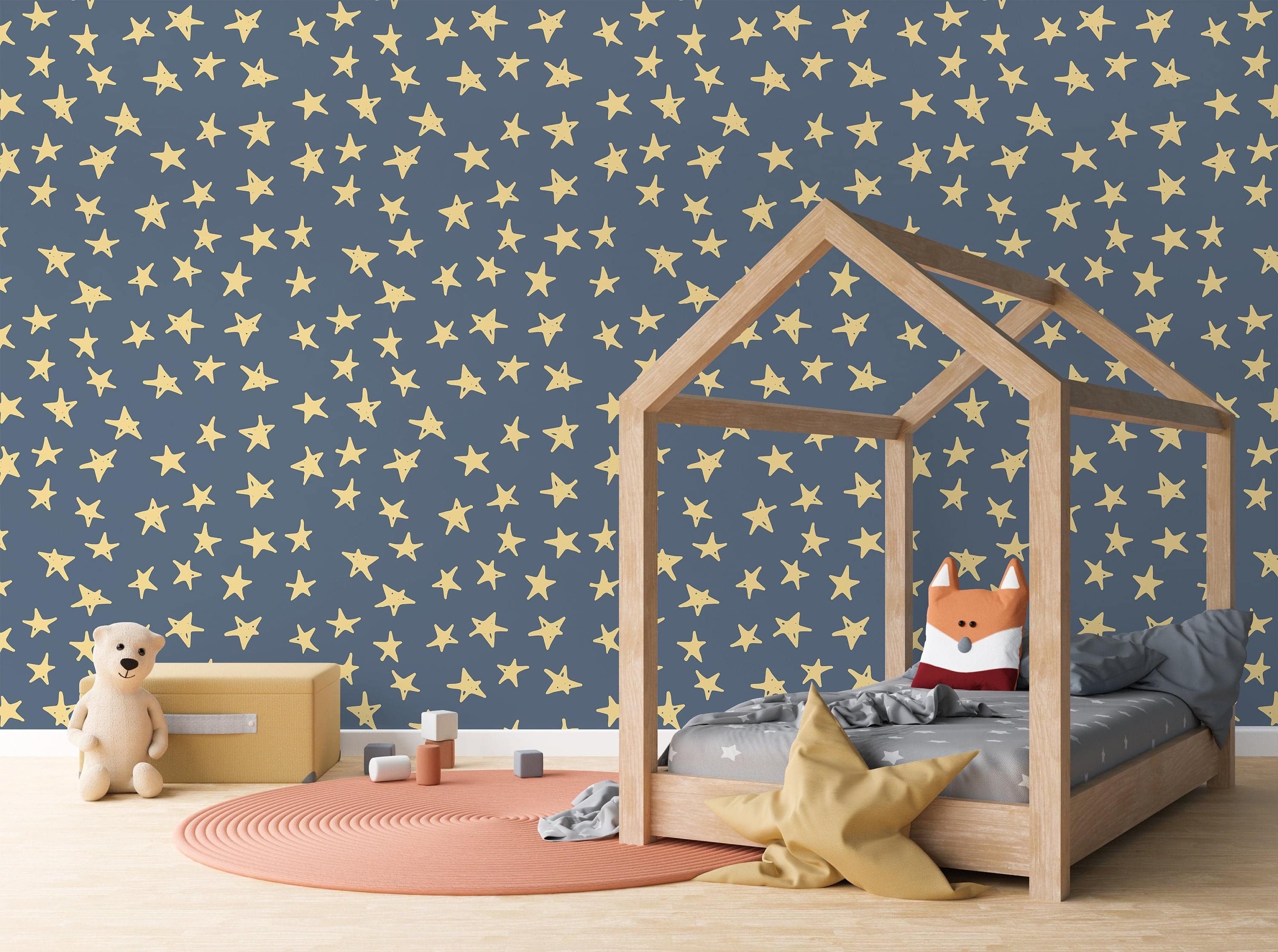 Night Sky Navy Wallpaper | Boys Nursery Wallpaper | Kids Wallpaper | Childrens Wallpaper | Peel Stick Wallpaper | Removable Wallpaper | 414 - JamesAndColors