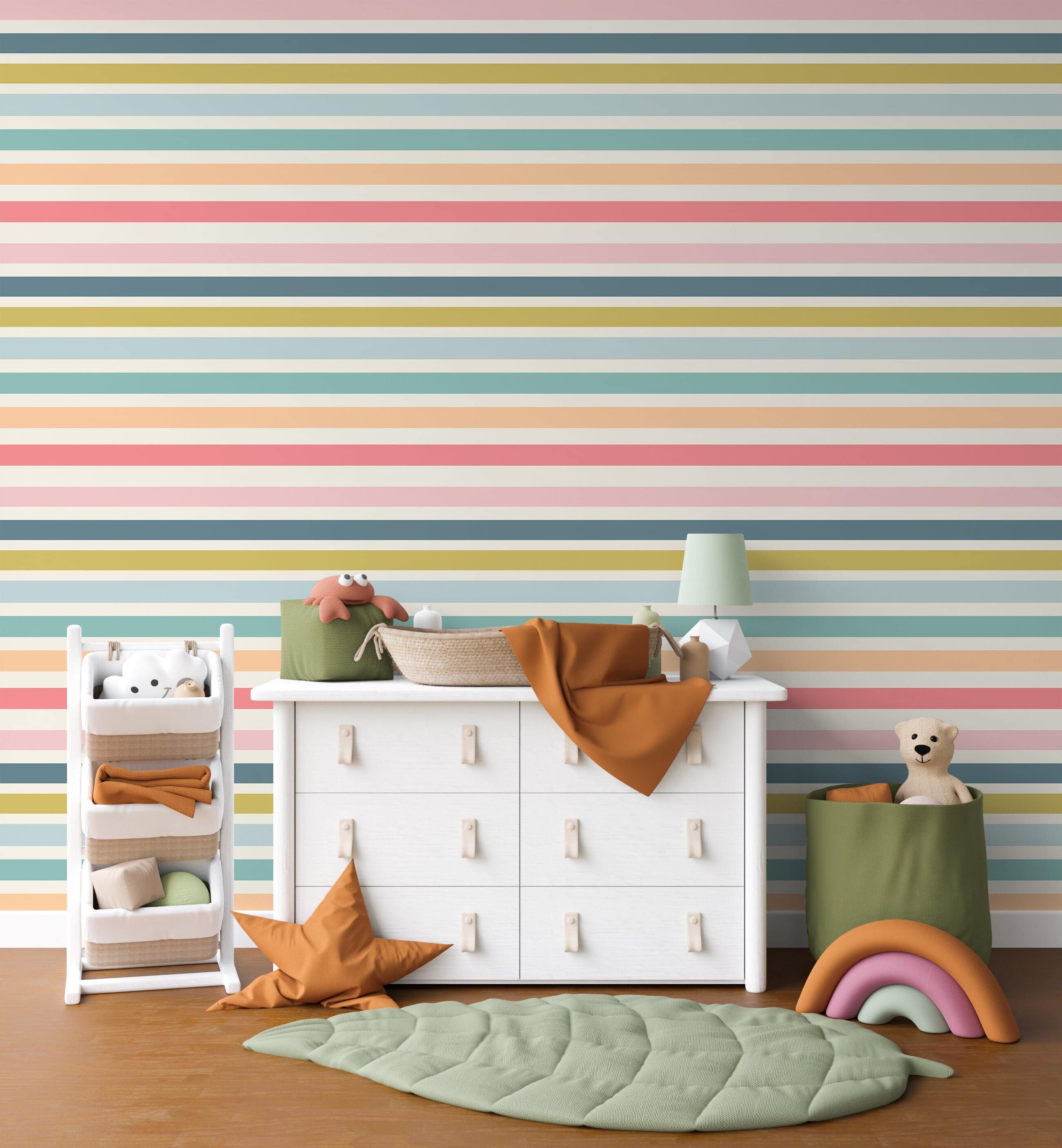 Pastel Stripes Wallpaper | Girls Nursery Wallpaper | Kids Wallpaper | Childrens Wallpaper | Peel Stick Wallpaper | Removable Wallpaper | 819 - JamesAndColors