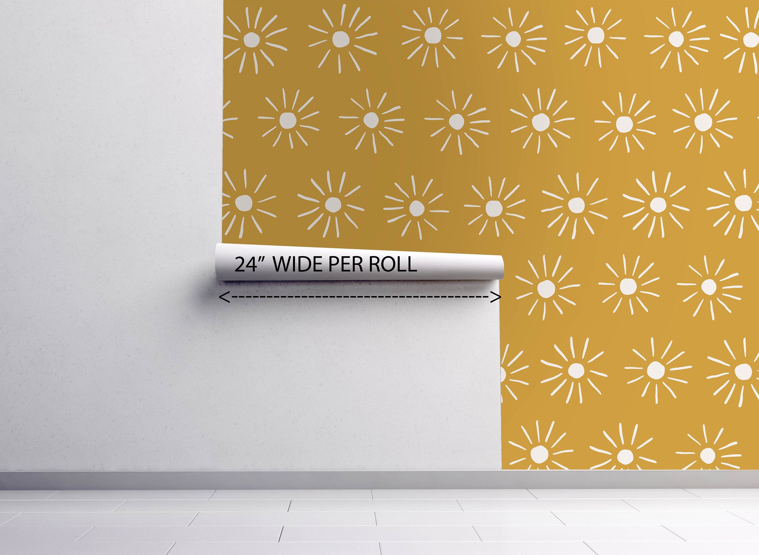 Peel and Stick Wallpaper Golden Yellow Cream Farmhouse Wallpaper | Removable Wallpaper | Wall Paper Peel Stick Wall Mural | Wall Decor 3488 - JamesAndColors