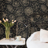 Removable Wallpaper Black Gold Floral Star Wallpaper | Peel And Stick Wallpaper | Adhesive Wallpaper | Wall Paper Peel Stick Wall Mural 3532 - JamesAndColors