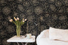 Removable Wallpaper Black Gold Floral Star Wallpaper | Peel And Stick Wallpaper | Adhesive Wallpaper | Wall Paper Peel Stick Wall Mural 3532 - JamesAndColors
