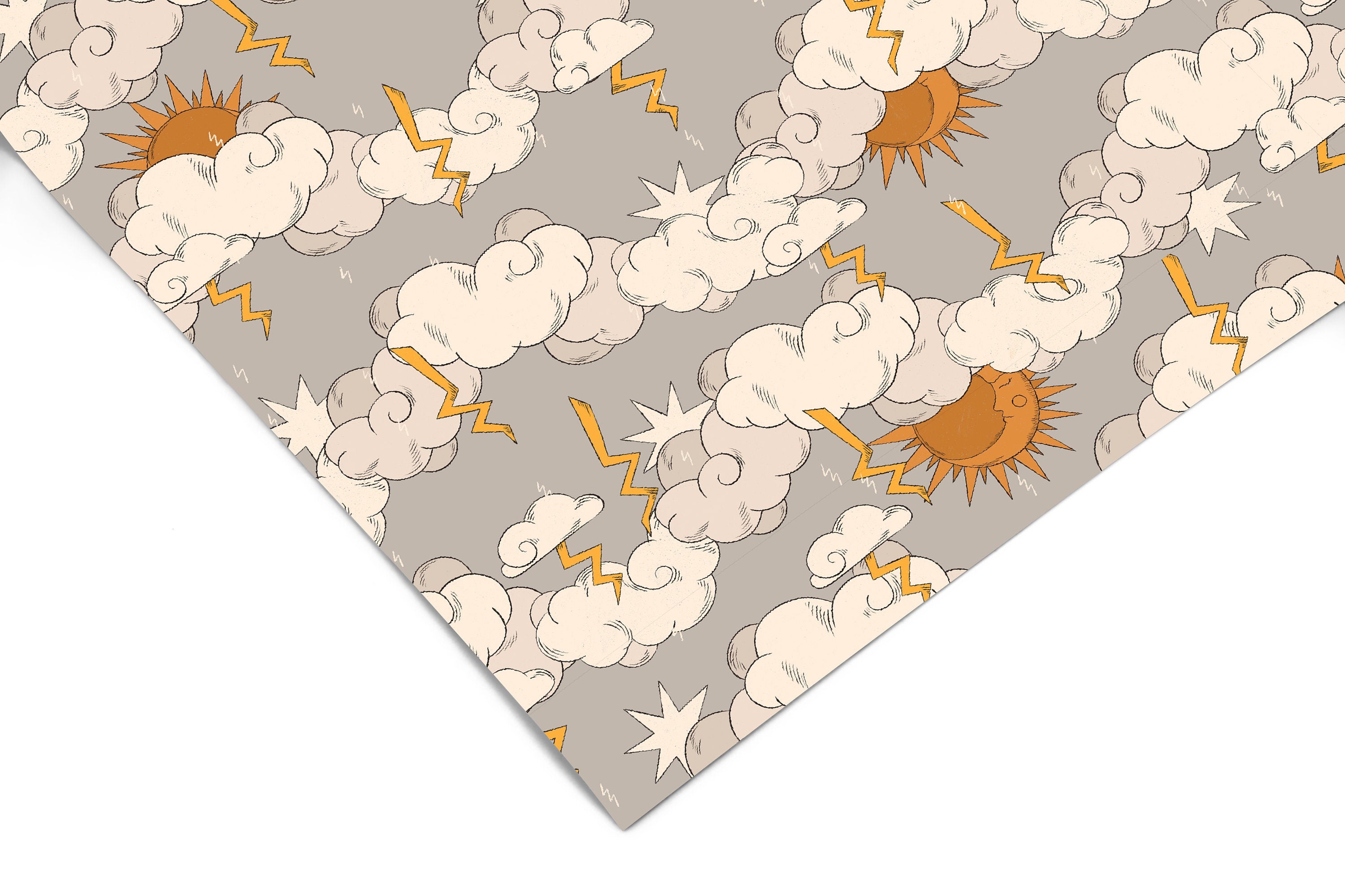 Sun and Moon Gray Sky Contact Paper | Peel And Stick Wallpaper | Removable Wallpaper | Shelf Liner | Drawer Liner | Peel and Stick Paper 863 - JamesAndColors