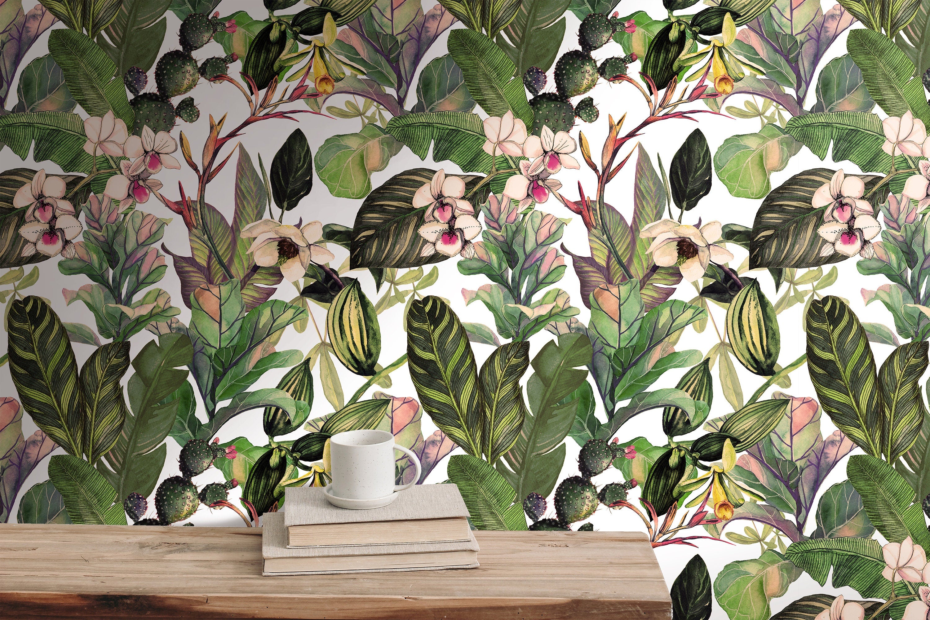 Dark Botanical Leaf Wallpaper | Removable Wallpaper | Peel And Stick Wallpaper | Adhesive Wallpaper | Wall Paper Peel Stick Wall Mural 2356 - JamesAndColors