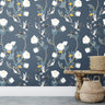 Navy White Floral Wallpaper | Wallpaper Peel and Stick | Removable Wallpaper | Peel and Stick Wallpaper | Wall Paper Peel And Stick | 2166 - JamesAndColors