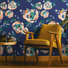 Navy Beige Floral Wallpaper | Wallpaper Peel and Stick | Removable Wallpaper | Peel and Stick Wallpaper | Wall Paper Peel And Stick | 2113 - JamesAndColors