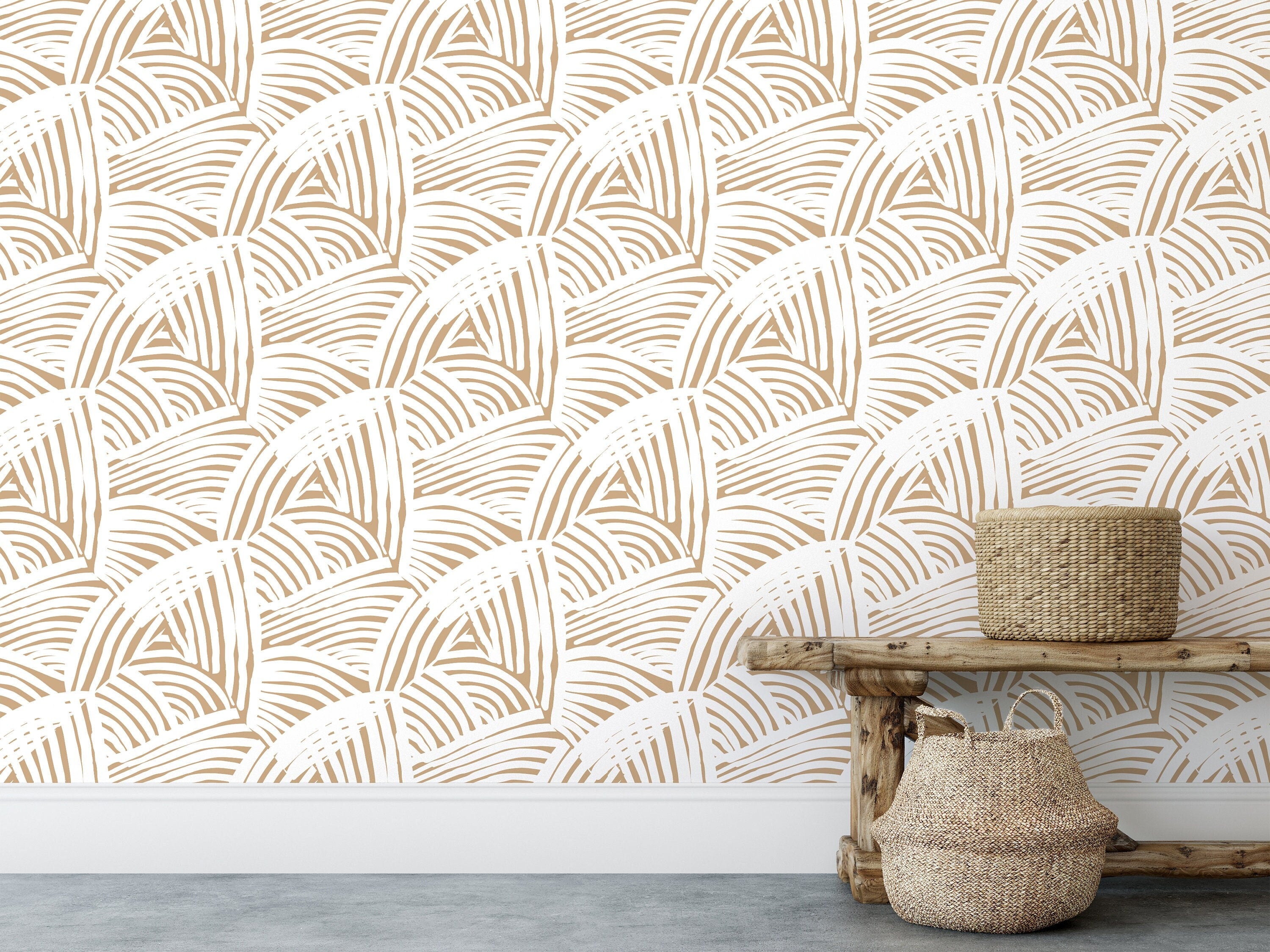 Removable Wallpaper Tan And White Modern Wallpaper | Peel And Stick Wallpaper | Adhesive Wallpaper | Wall Paper Peel Stick Wall Mural 3526 - JamesAndColors