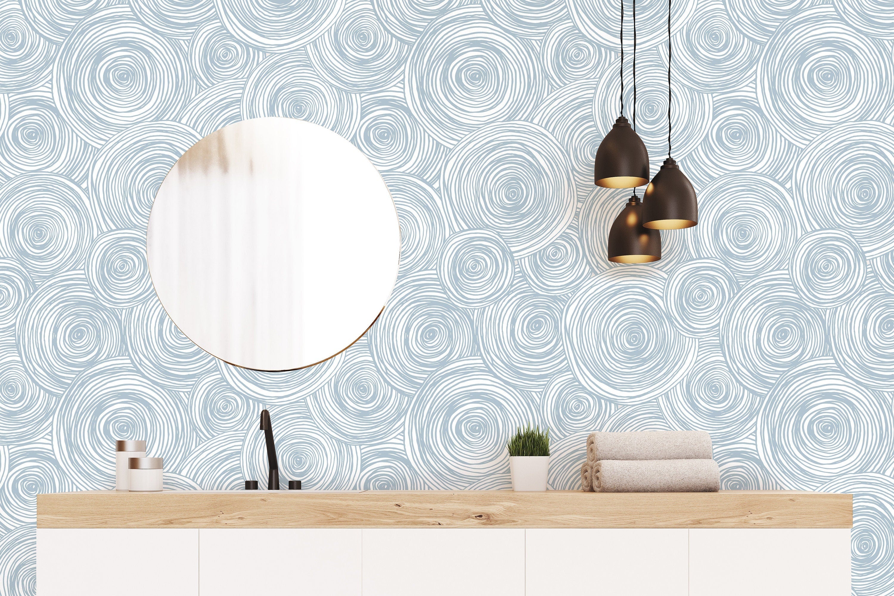 Removable Wallpaper Blue Swirl Bathroom Wallpaper | Peel And Stick Wallpaper | Adhesive Wallpaper | Wall Paper Peel Stick Wall Mural 3529 - JamesAndColors