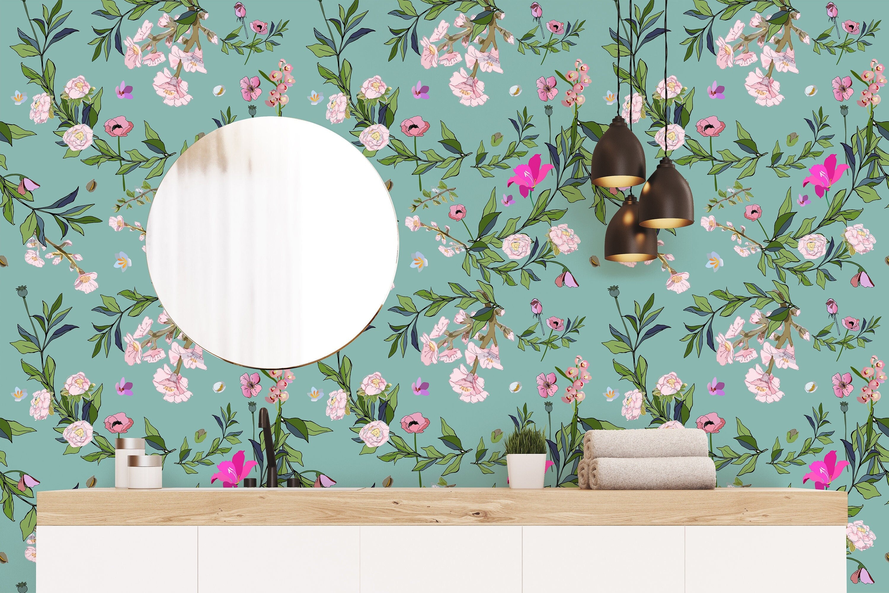 Blue  White Floral Wallpaper | Wallpaper Peel and Stick | Removable Wallpaper | Peel and Stick Wallpaper | Wall Paper Peel And Stick | 2178 - JamesAndColors