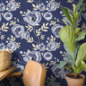 Navy Peony Floral Wallpaper | Wallpaper Peel and Stick | Removable Wallpaper | Peel and Stick Wallpaper | Wall Paper Peel And Stick | 2114 - JamesAndColors
