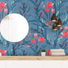 Blue Tulip Floral Wallpaper | Wallpaper Peel and Stick | Removable Wallpaper | Peel and Stick Wallpaper | Wall Paper Peel And Stick | 2121 - JamesAndColors