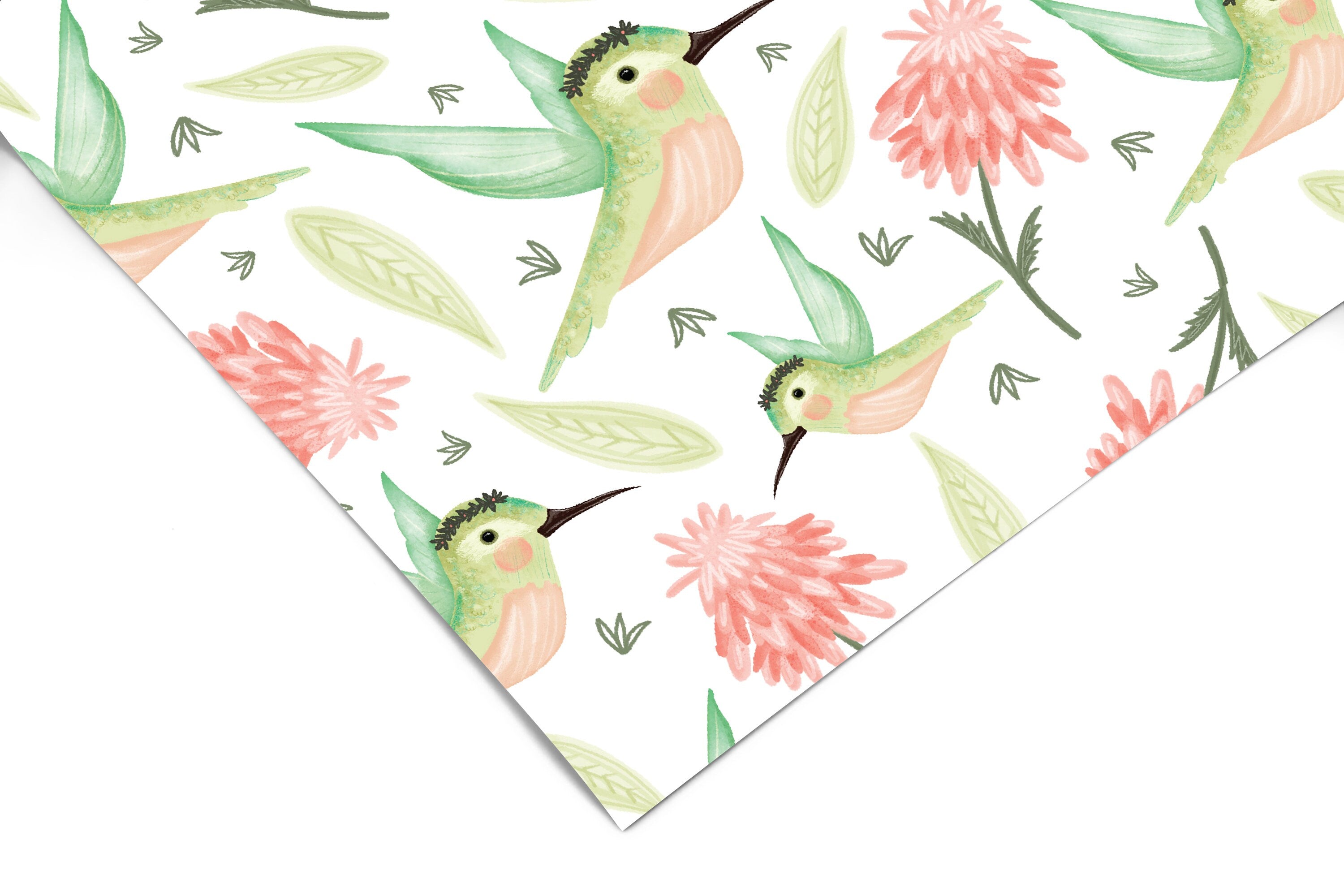 Hummingbird Floral Contact Paper | Peel And Stick Wallpaper | Removable Wallpaper | Shelf Liner | Drawer Liner | Peel and Stick Paper 901