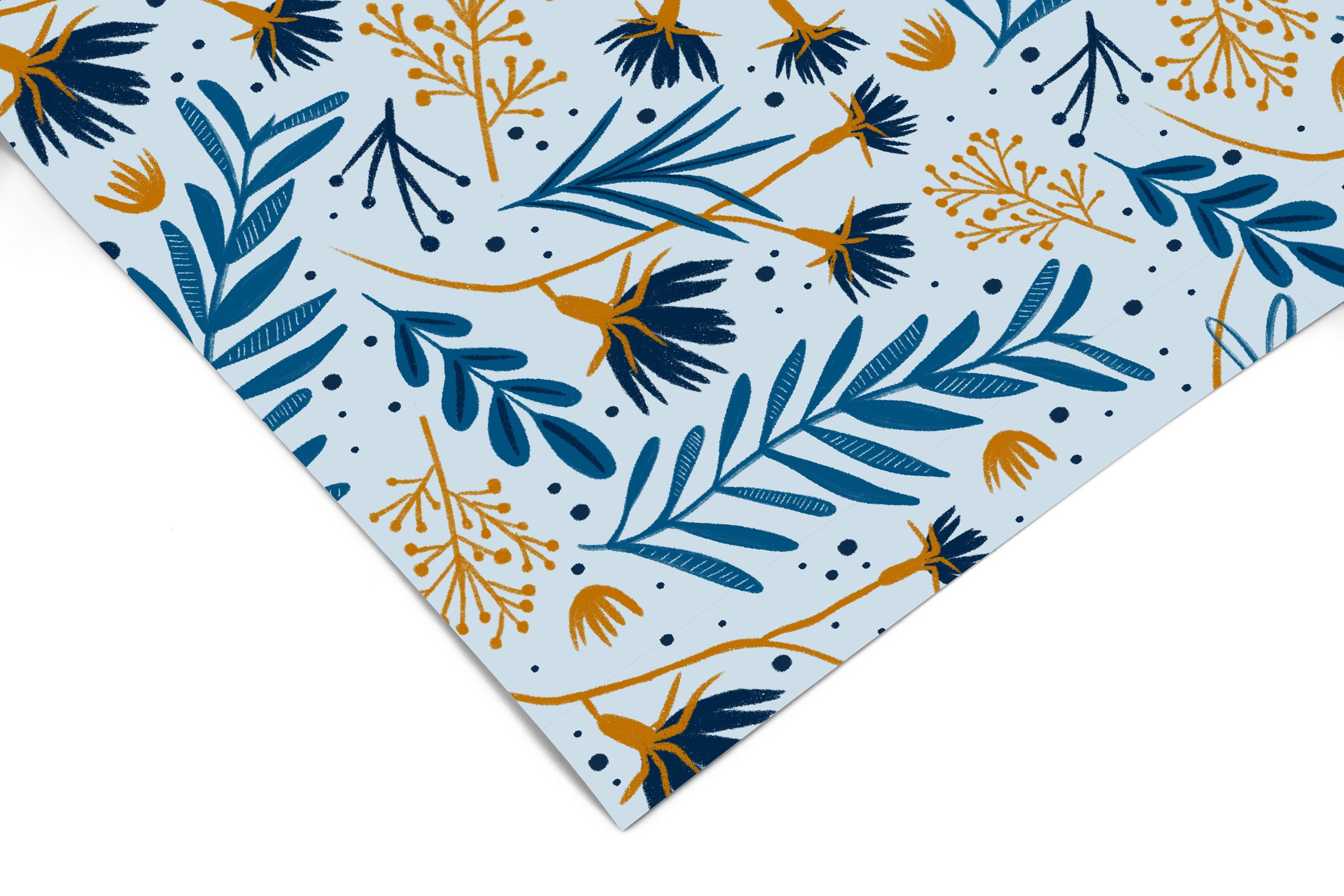 Blue Gold Floral Contact Paper | Peel And Stick Wallpaper | Removable Wallpaper | Shelf Liner | Drawer Liner | Peel and Stick Paper 906