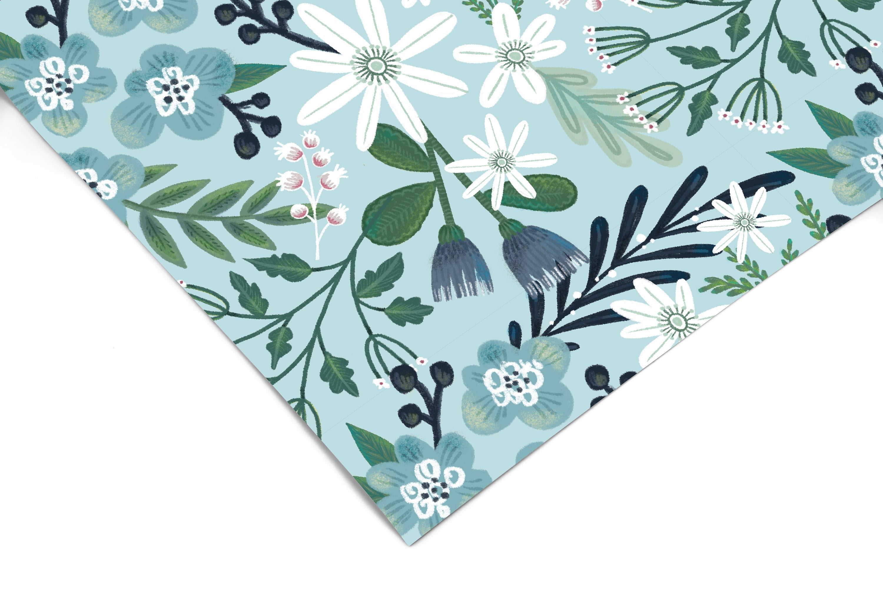 Blue Fairy Flowers Contact Paper | Peel And Stick Wallpaper | Removable Wallpaper | Shelf Liner | Drawer Liner | Peel and Stick Paper 909 - JamesAndColors
