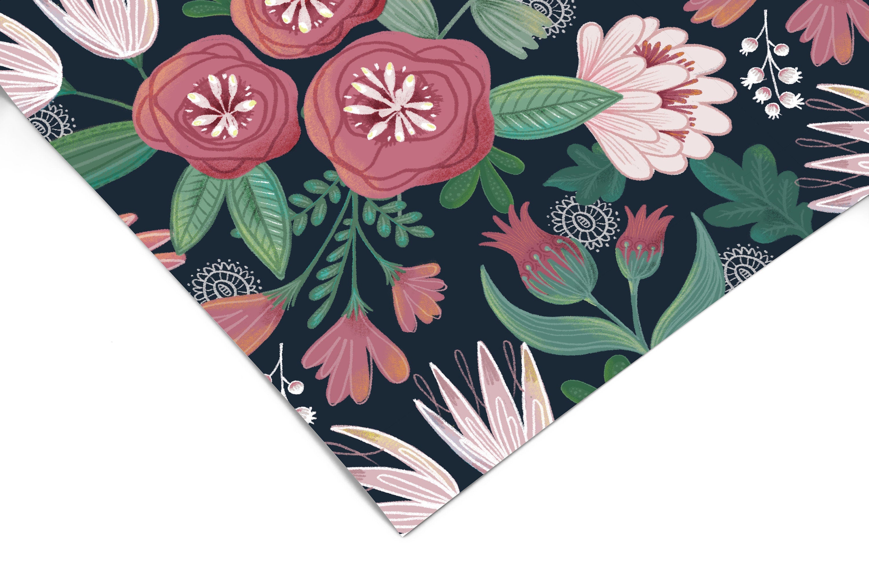 Maroon Boho Garden Contact Paper | Peel And Stick Wallpaper | Removable Wallpaper | Shelf Liner | Drawer Liner | Peel and Stick Paper 912 - JamesAndColors