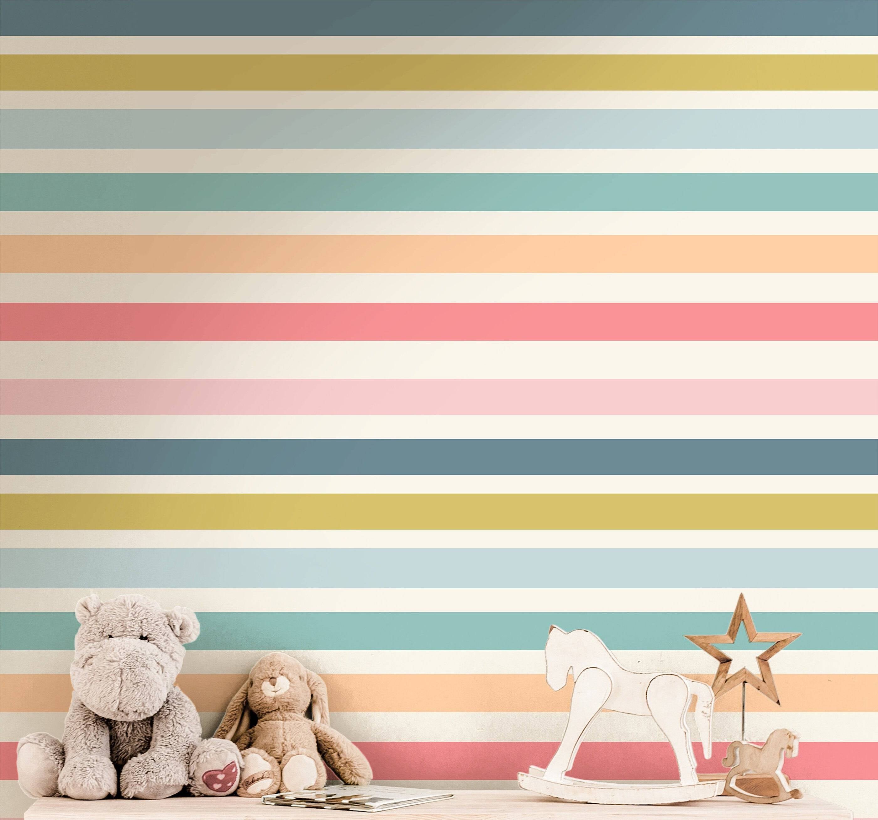 Pastel Stripes Wallpaper | Girls Nursery Wallpaper | Kids Wallpaper | Childrens Wallpaper | Peel Stick Wallpaper | Removable Wallpaper | 819 - JamesAndColors