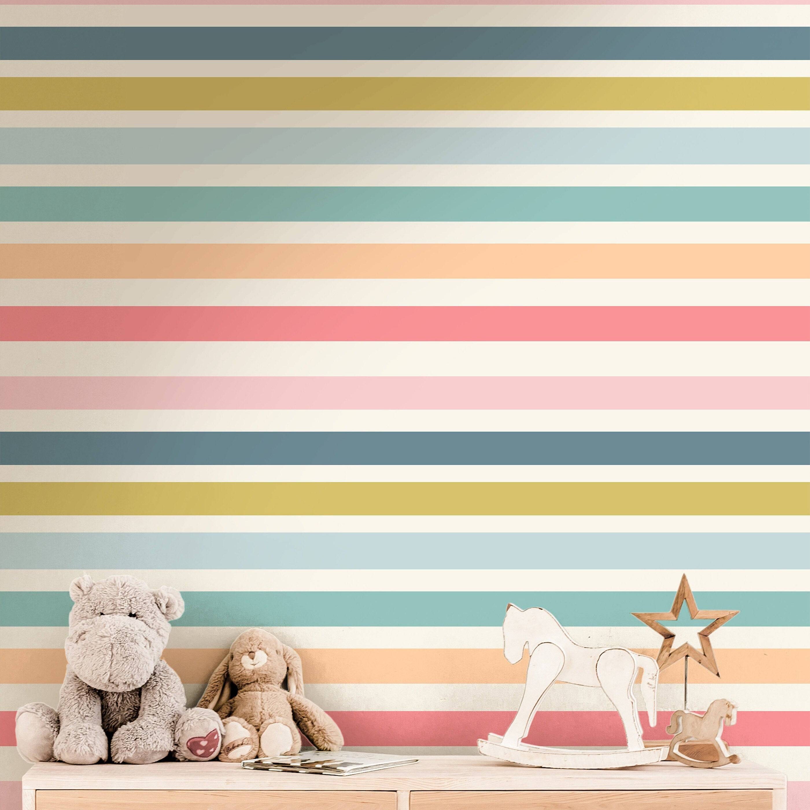 Pastel Stripes Wallpaper | Girls Nursery Wallpaper | Kids Wallpaper | Childrens Wallpaper | Peel Stick Wallpaper | Removable Wallpaper | 819 - JamesAndColors