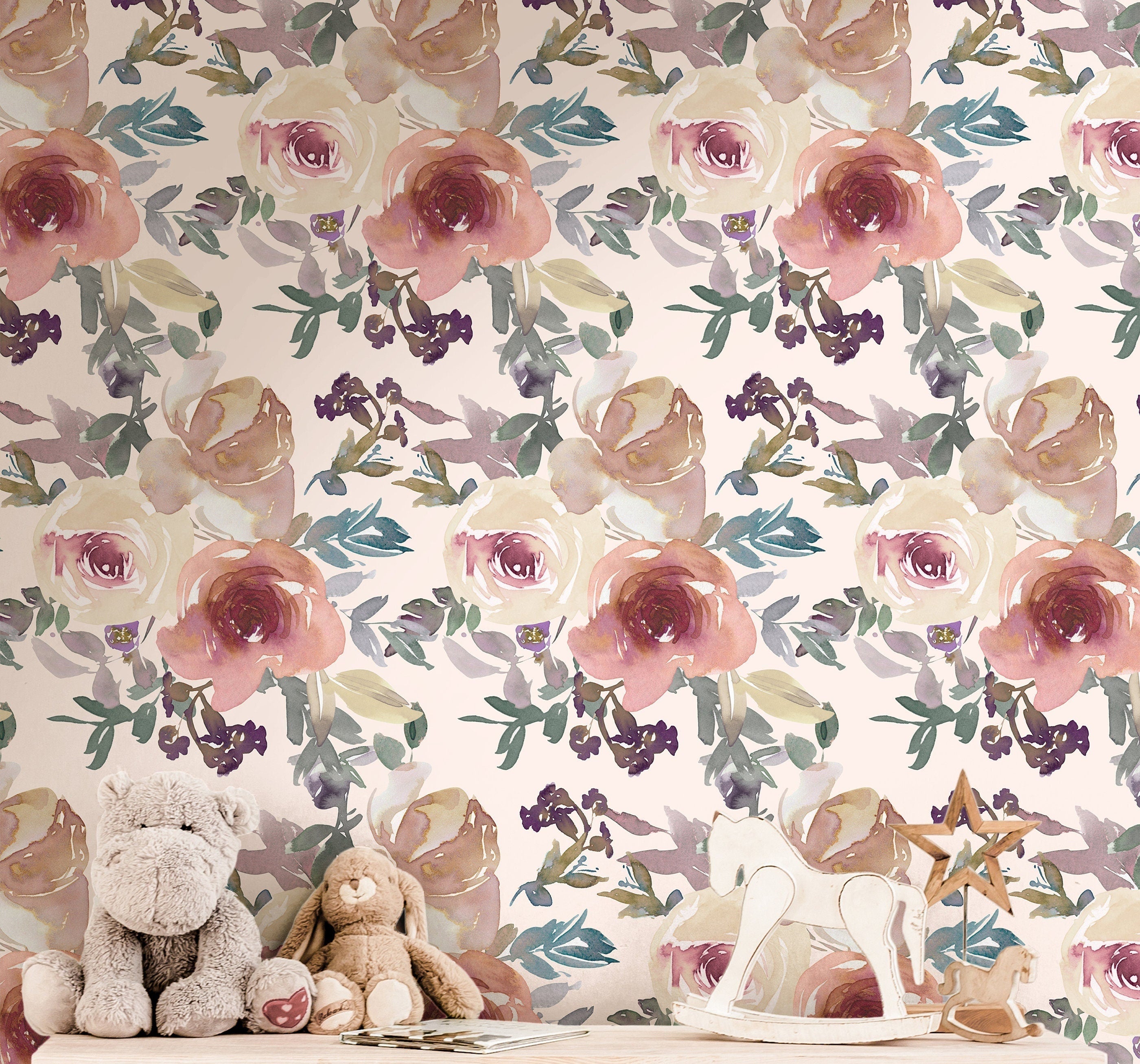 Floral Wallpaper | Girls Nursery Wallpaper | Kids Wallpaper | Childrens Wallpaper | Peel Stick Wallpaper | Removable Wallpaper | 256 - JamesAndColors