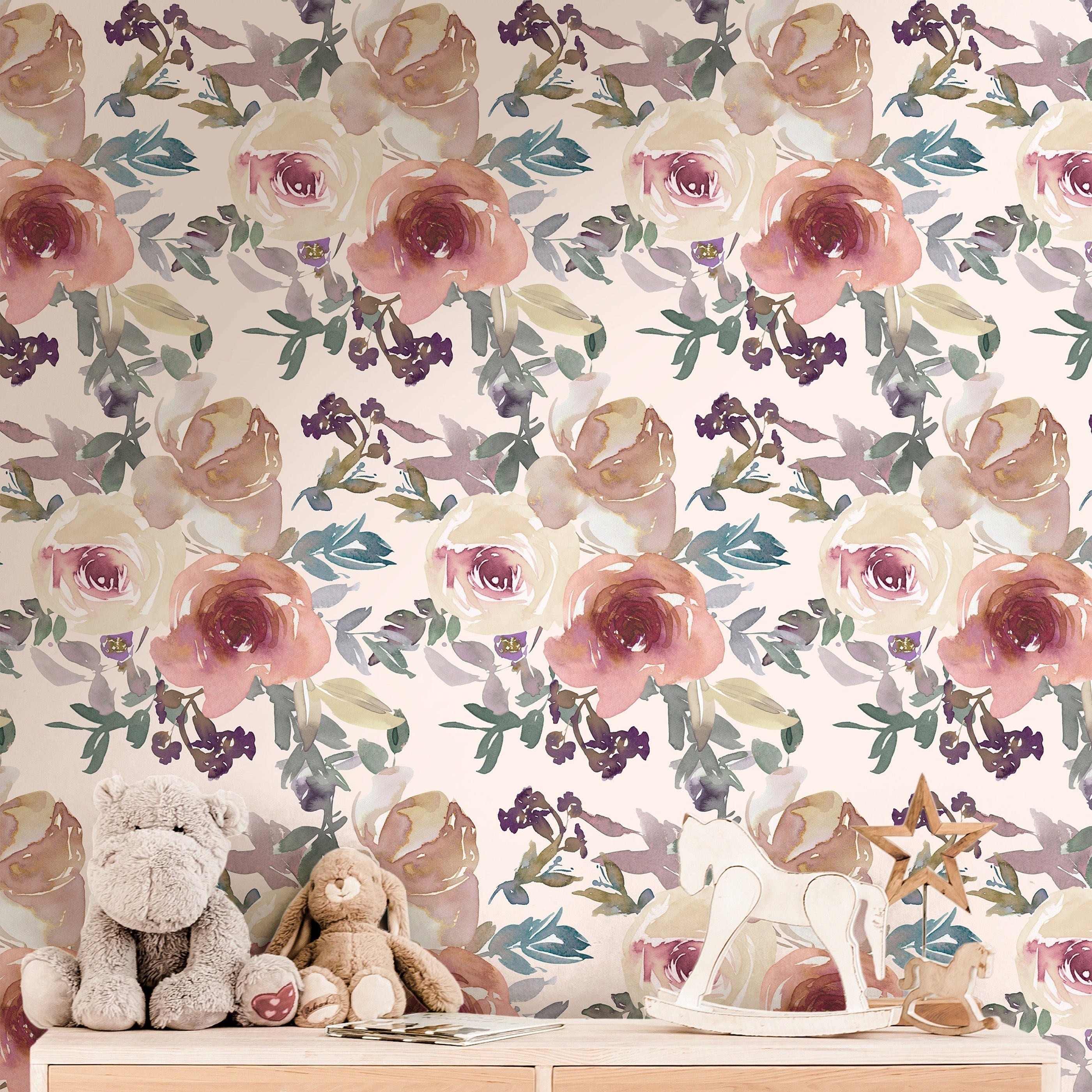 Floral Wallpaper | Girls Nursery Wallpaper | Kids Wallpaper | Childrens Wallpaper | Peel Stick Wallpaper | Removable Wallpaper | 256 - JamesAndColors