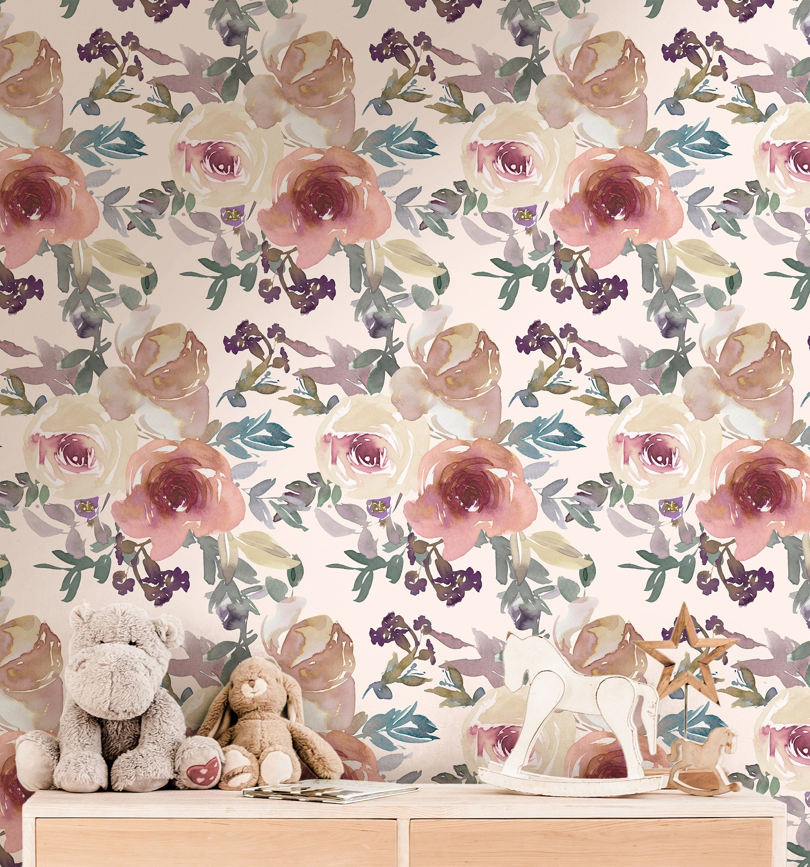 Floral Wallpaper | Girls Nursery Wallpaper | Kids Wallpaper | Childrens Wallpaper | Peel Stick Wallpaper | Removable Wallpaper | 256 - JamesAndColors