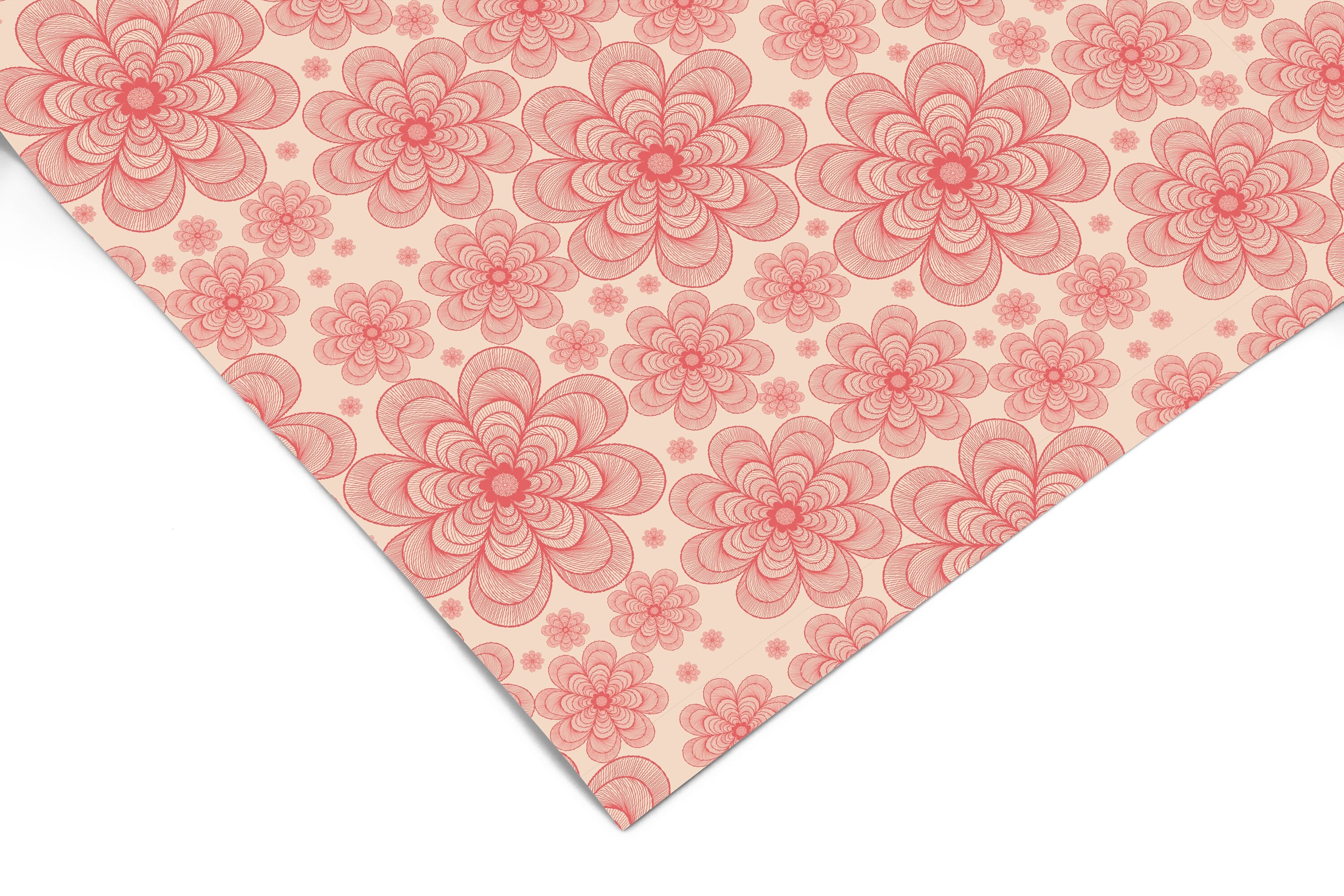 Retro Pink Flowers Contact Paper | Peel And Stick Wallpaper | Removable Wallpaper | Shelf Liner | Drawer Liner | Peel and Stick Paper 937 - JamesAndColors