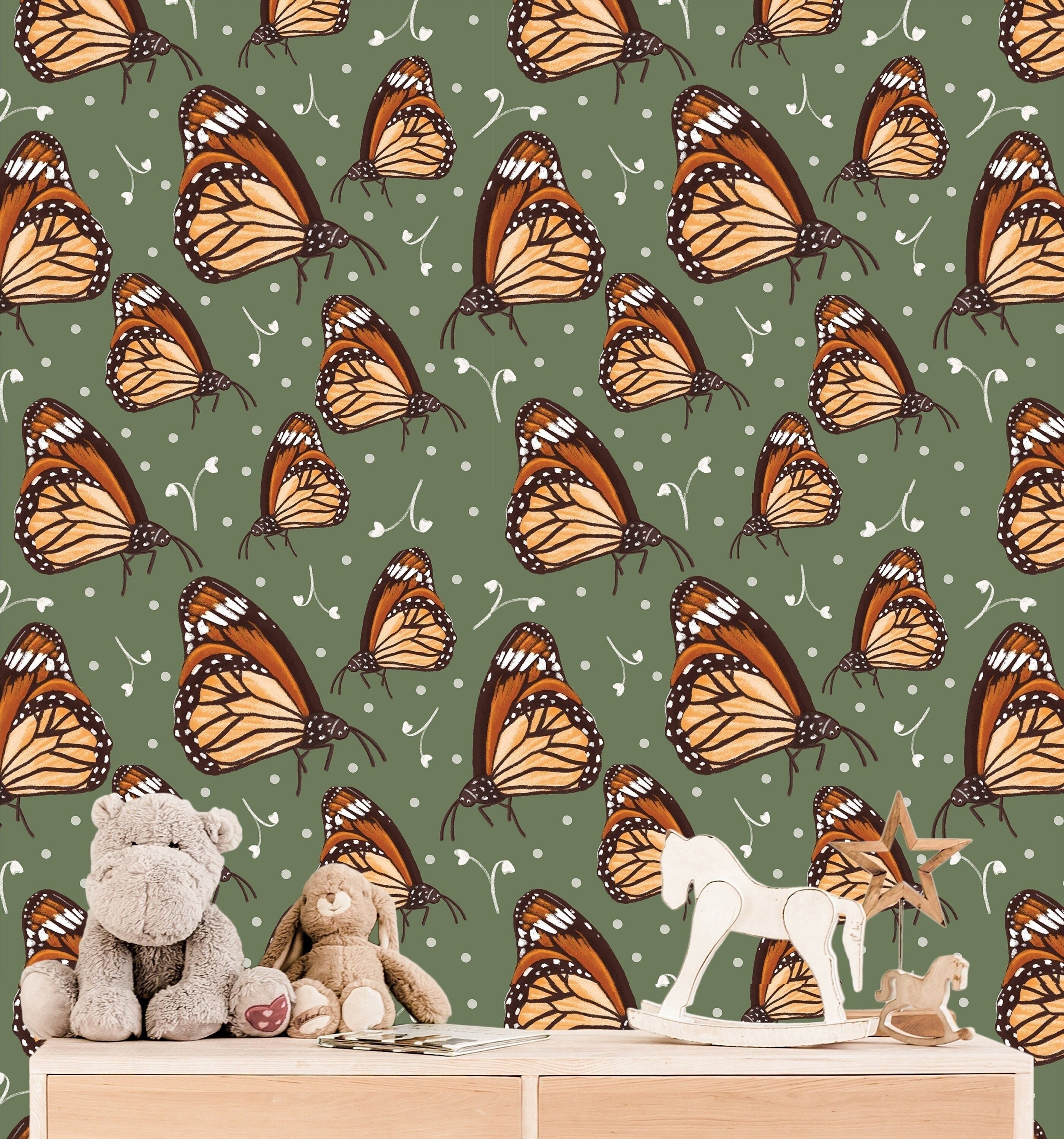 Butterfly Wallpaper | Girls Nursery Wallpaper | Kids Wallpaper | Childrens Wallpaper | Peel Stick Wallpaper | Removable Wallpaper | 3541 - JamesAndColors