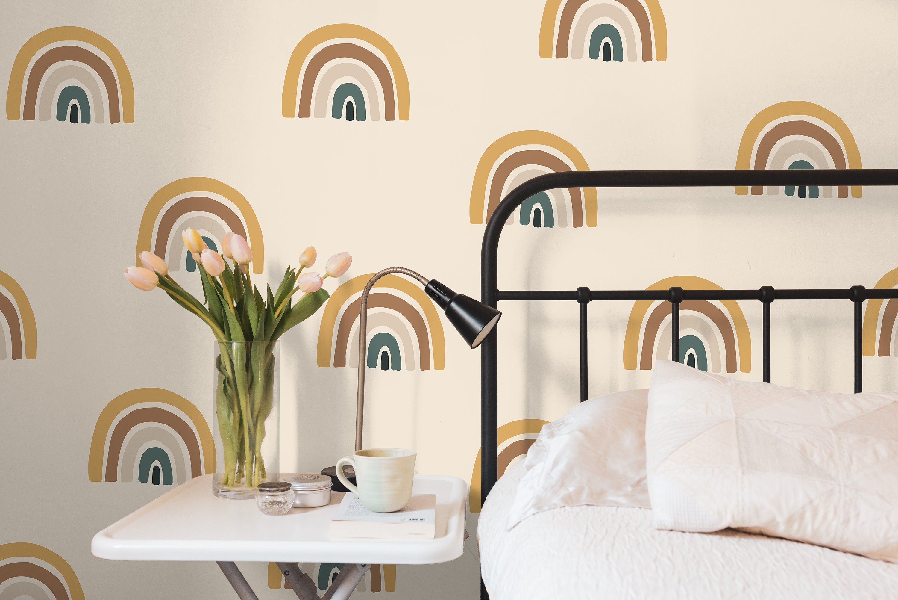 Desert Boho Rainbow Wallpaper | Removable Wallpaper | Peel And Stick Wallpaper | Adhesive Wallpaper | Wall Paper Peel Stick Wall Mural 2370 - JamesAndColors