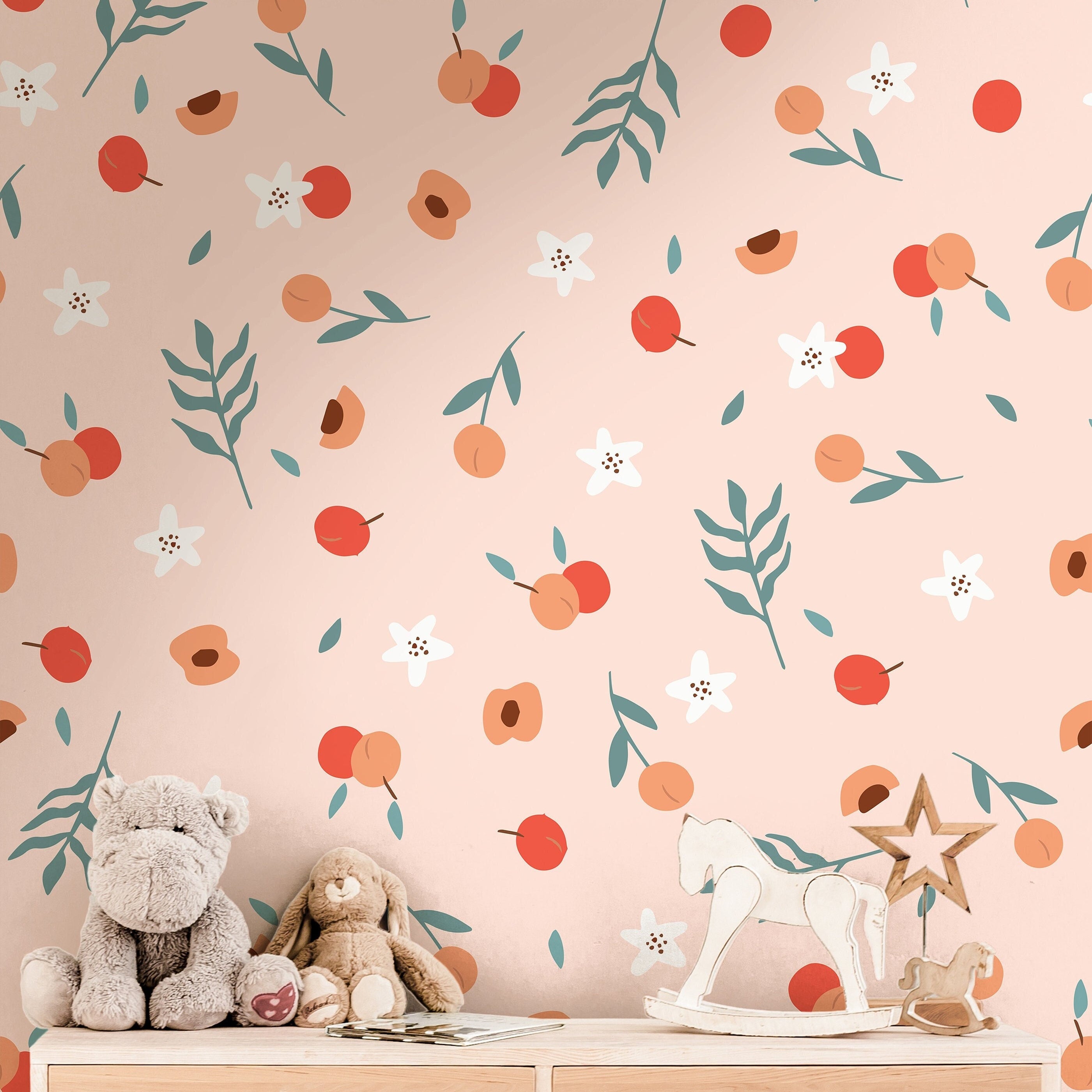 Peach Blossom Wallpaper | Adhesive Wallpaper | Peel And Stick Wallpaper | Removable Wallpaper | Wall Paper Peel And Stick Wall Mural 2317 - JamesAndColors