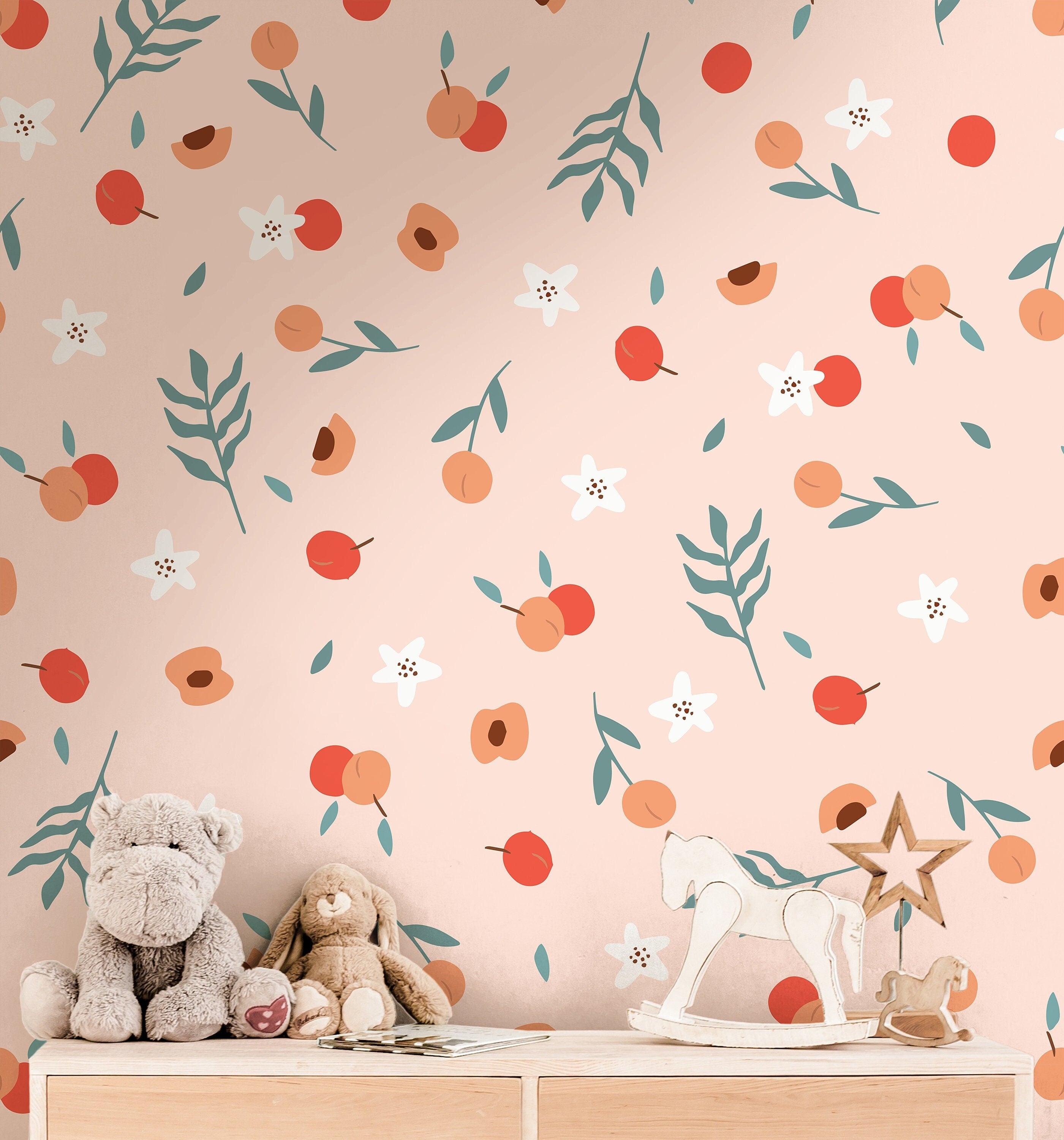 Peach Blossom Wallpaper | Adhesive Wallpaper | Peel And Stick Wallpaper | Removable Wallpaper | Wall Paper Peel And Stick Wall Mural 2317 - JamesAndColors