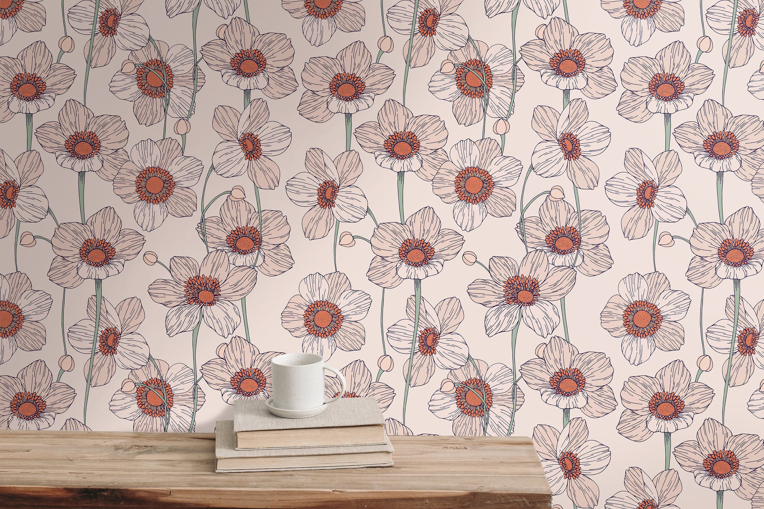 Light Pink Floral Wallpaper | Wallpaper Peel and Stick | Removable Wallpaper | Peel and Stick Wallpaper | Wall Paper Peel And Stick 3593 - JamesAndColors