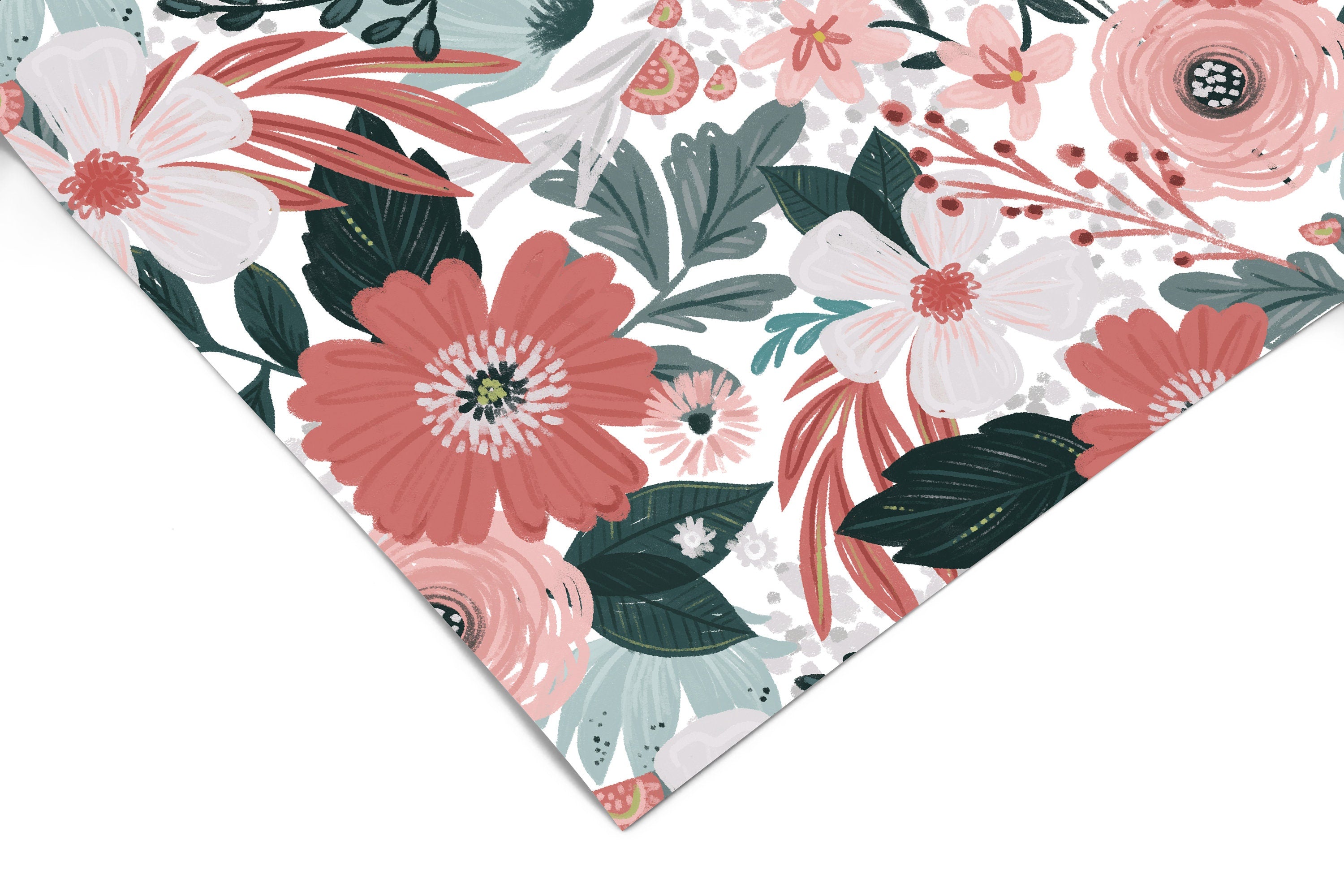 Pink Floral Contact Paper | Peel And Stick Wallpaper | Removable Wallpaper | Shelf Liner | Drawer Liner | Peel and Stick Paper 902