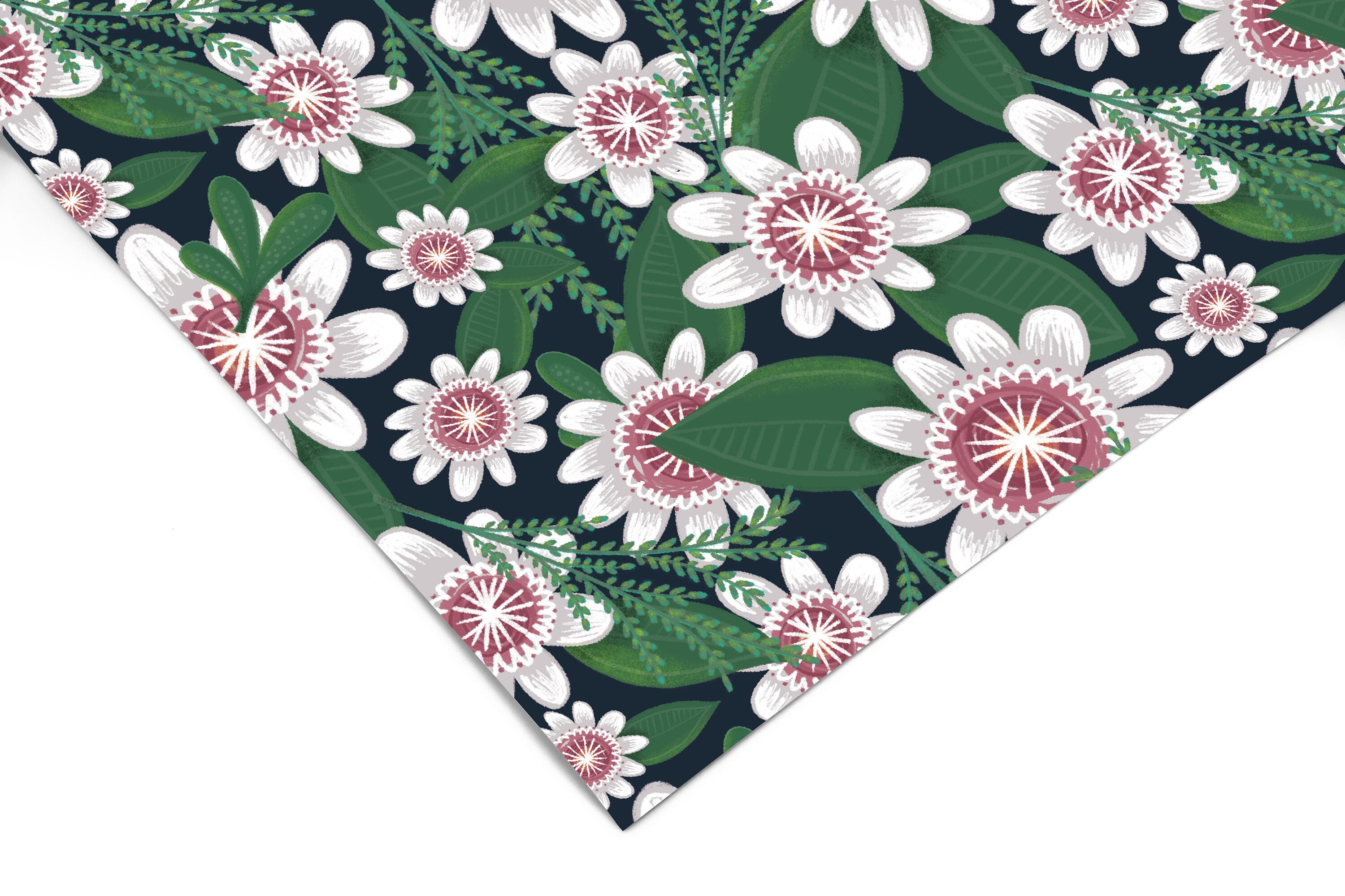 White Boho Garden Contact Paper | Peel And Stick Wallpaper | Removable Wallpaper | Shelf Liner | Drawer Liner | Peel and Stick Paper 911 - JamesAndColors