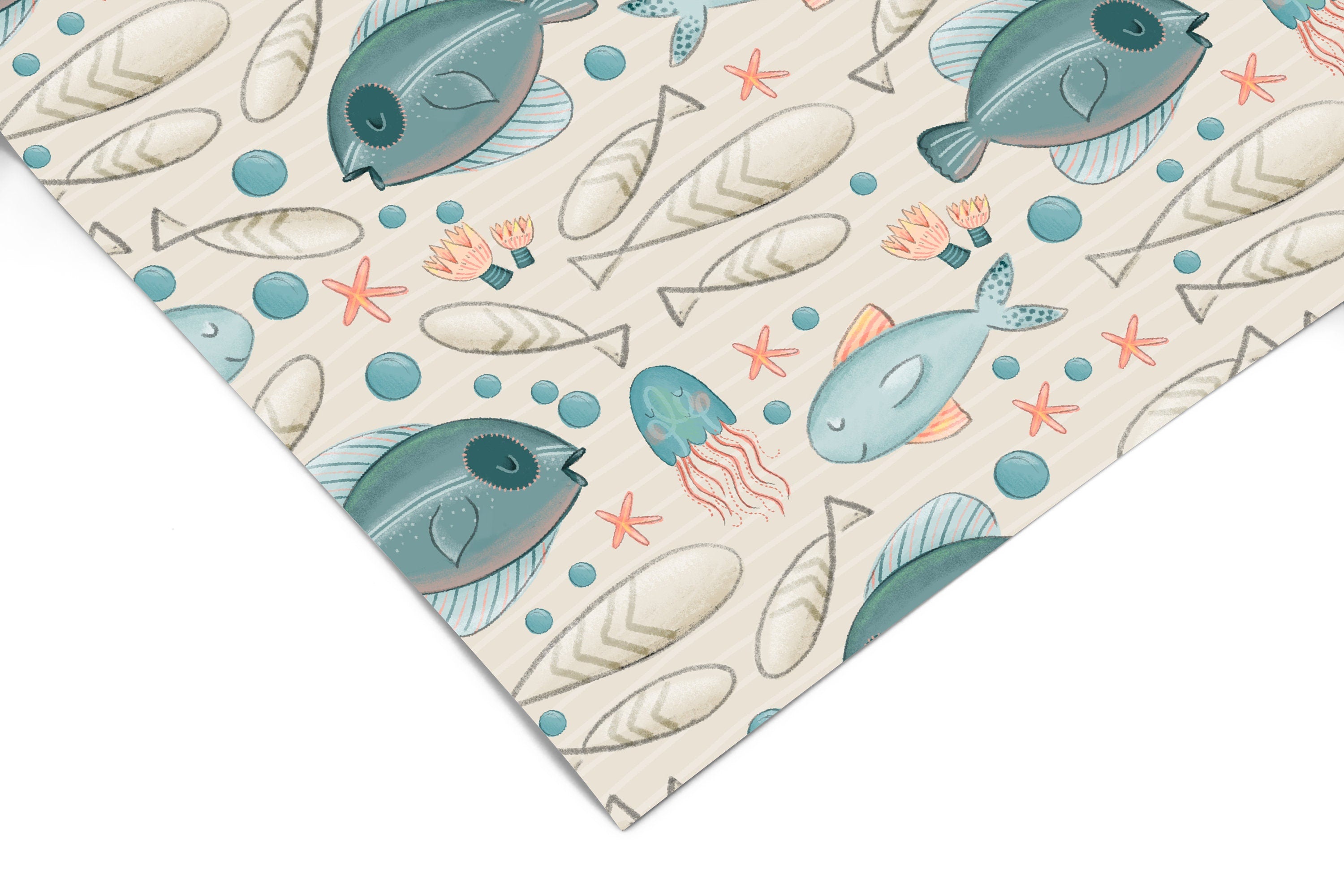 Fish Sea and Ocean Contact Paper | Peel And Stick Wallpaper | Removable Wallpaper | Shelf Liner | Drawer Liner | Peel and Stick Paper 969 - JamesAndColors