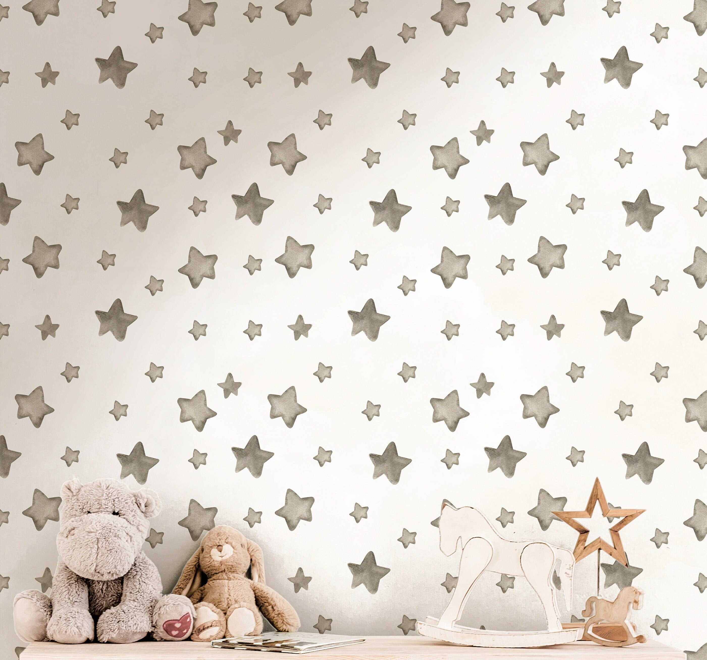 Watercolor Star Wallpaper | Girls Nursery Wallpaper | Kids Wallpaper | Childrens Wallpaper | Peel Stick Wallpaper | Removable Wallpaper 3561 - JamesAndColors
