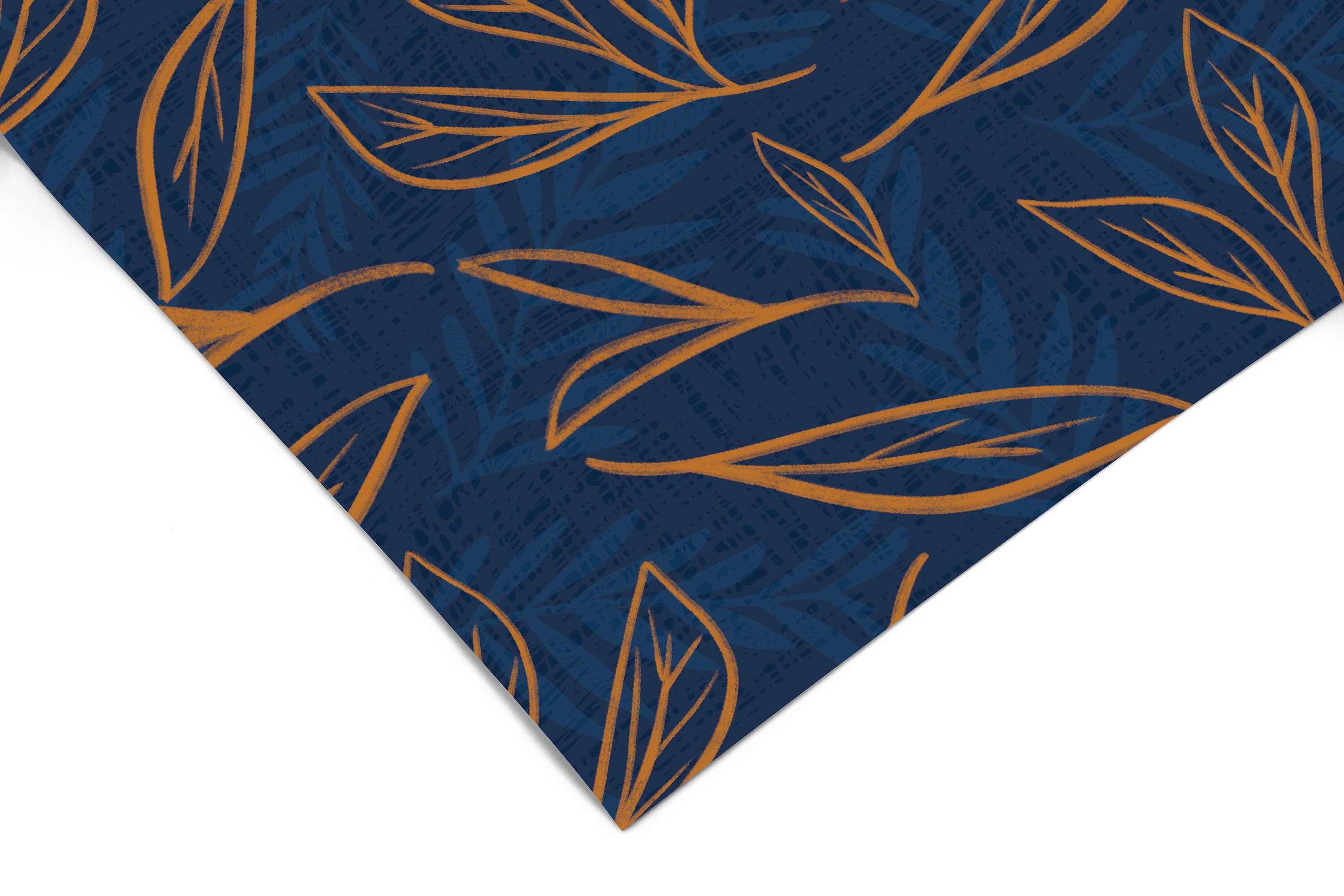 Navy Gold Floral Leaf Contact Paper | Peel And Stick Wallpaper | Removable Wallpaper | Shelf Liner | Drawer Liner | Peel and Stick Paper 935