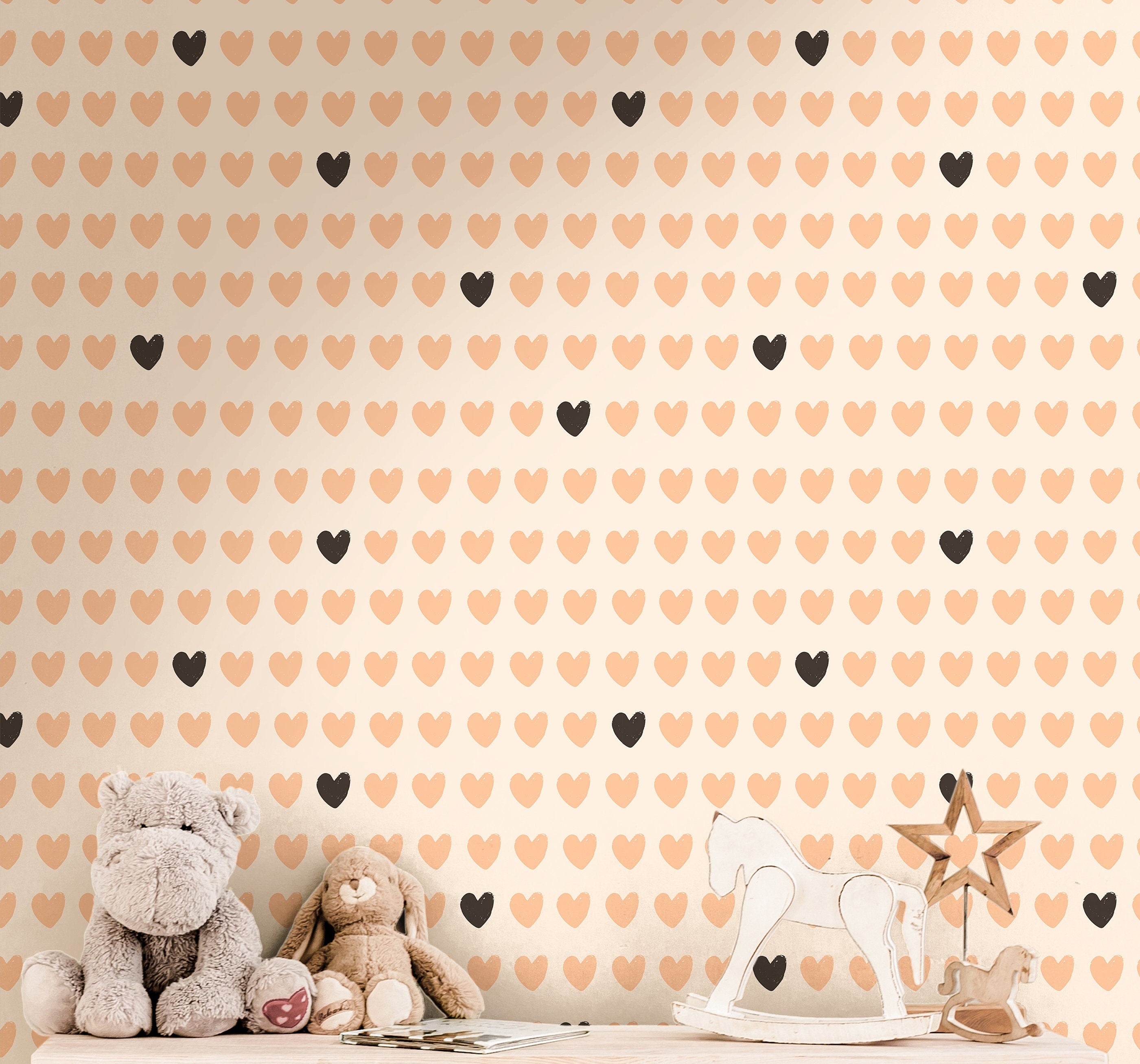 Little Hearts Wallpaper | Girls Nursery Wallpaper | Kids Wallpaper | Childrens Wallpaper | Peel Stick Wallpaper | Removable Wallpaper 3570 - JamesAndColors