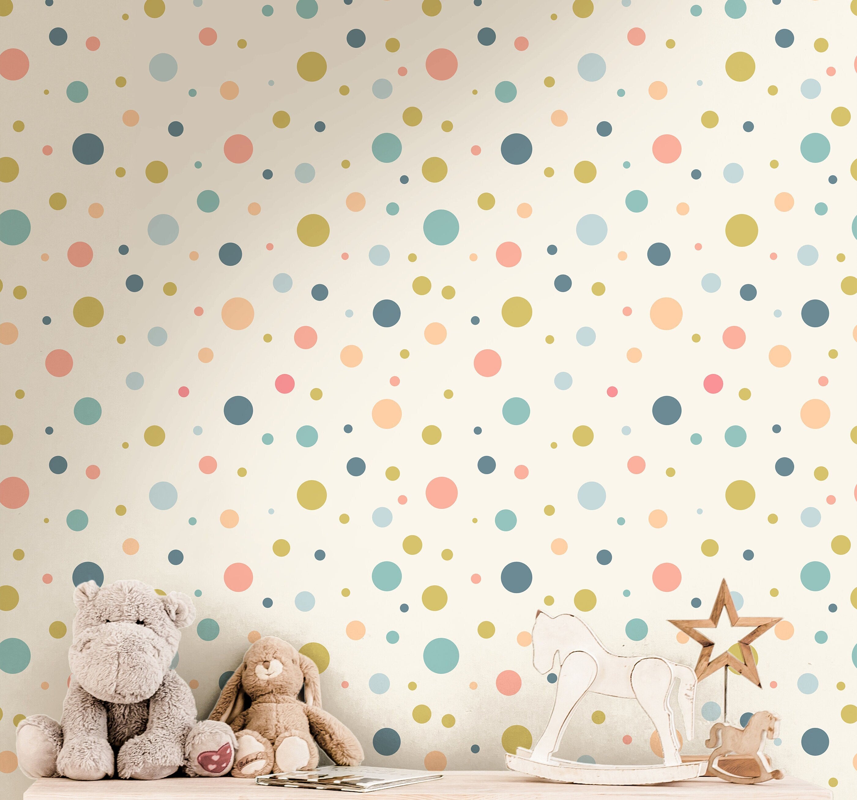 Polka Dot Wallpaper | Girls Nursery Wallpaper | Kids Wallpaper | Childrens Wallpaper | Peel Stick Wallpaper | Removable Wallpaper | 817 - JamesAndColors