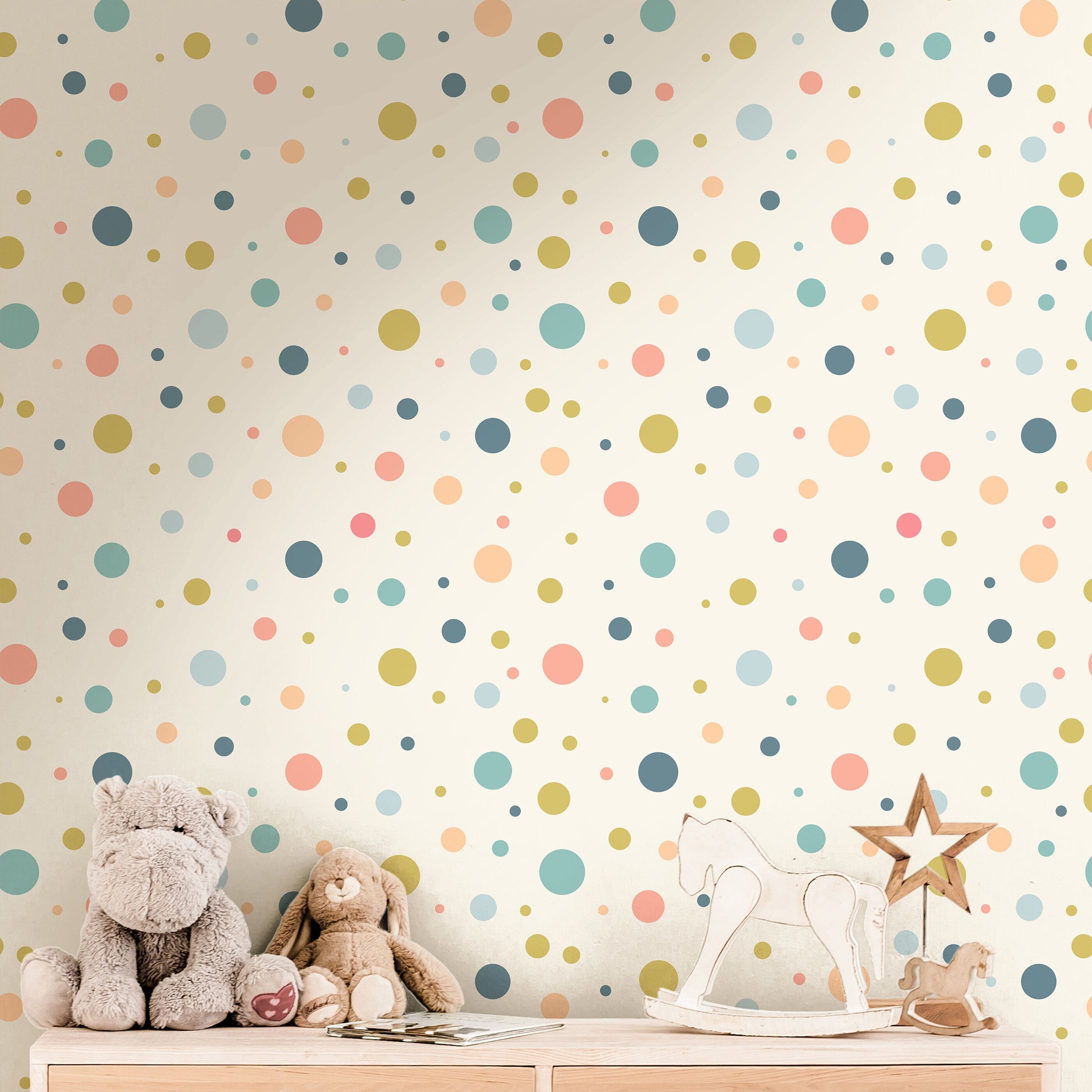 Polka Dot Wallpaper | Girls Nursery Wallpaper | Kids Wallpaper | Childrens Wallpaper | Peel Stick Wallpaper | Removable Wallpaper | 817 - JamesAndColors