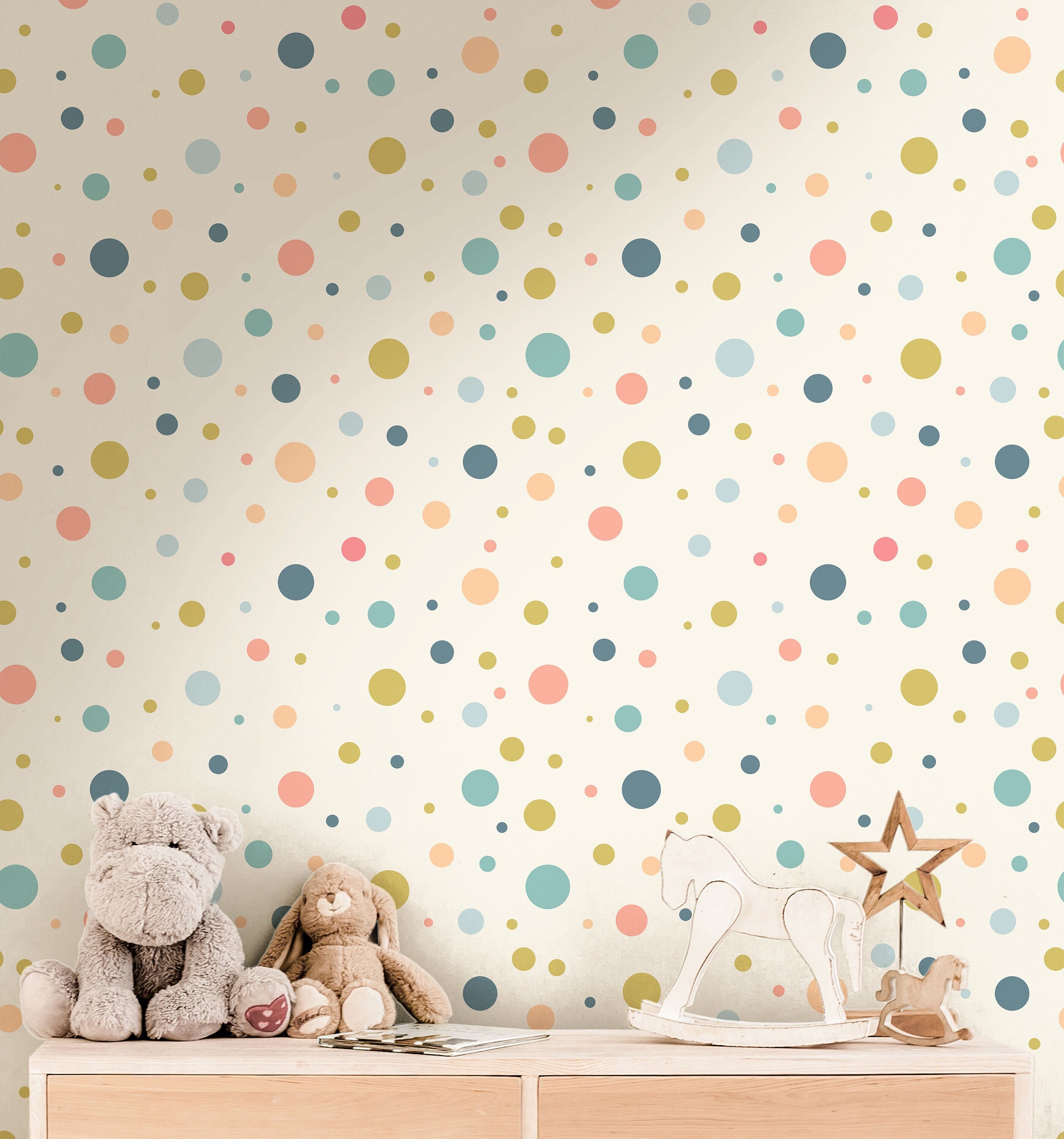 Polka Dot Wallpaper | Girls Nursery Wallpaper | Kids Wallpaper | Childrens Wallpaper | Peel Stick Wallpaper | Removable Wallpaper | 817 - JamesAndColors