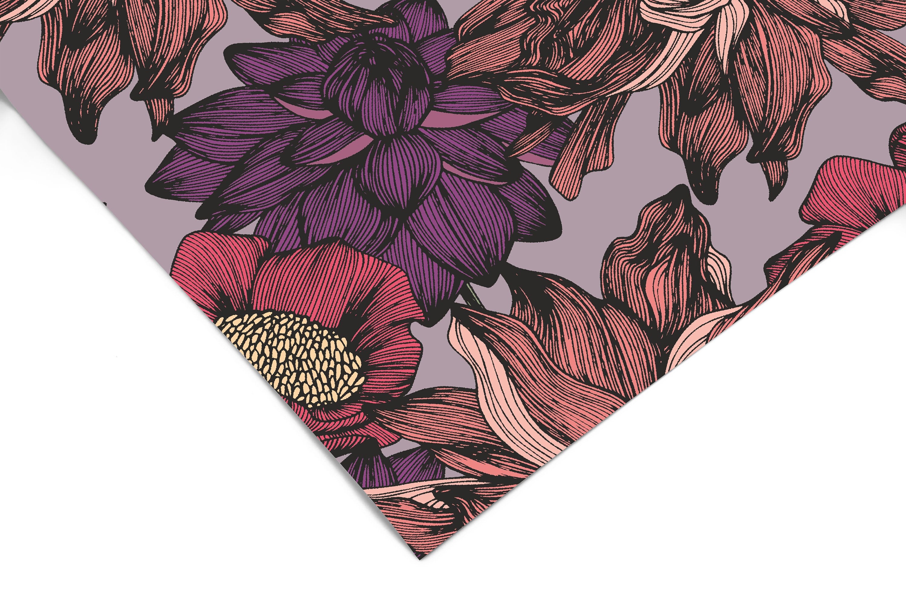 Removable Wallpaper Dark Purple Floral Wallpaper | Peel And Stick Wallpaper | Adhesive Wallpaper | Wall Paper | Peel Stick Wall Mural 3592 - JamesAndColors