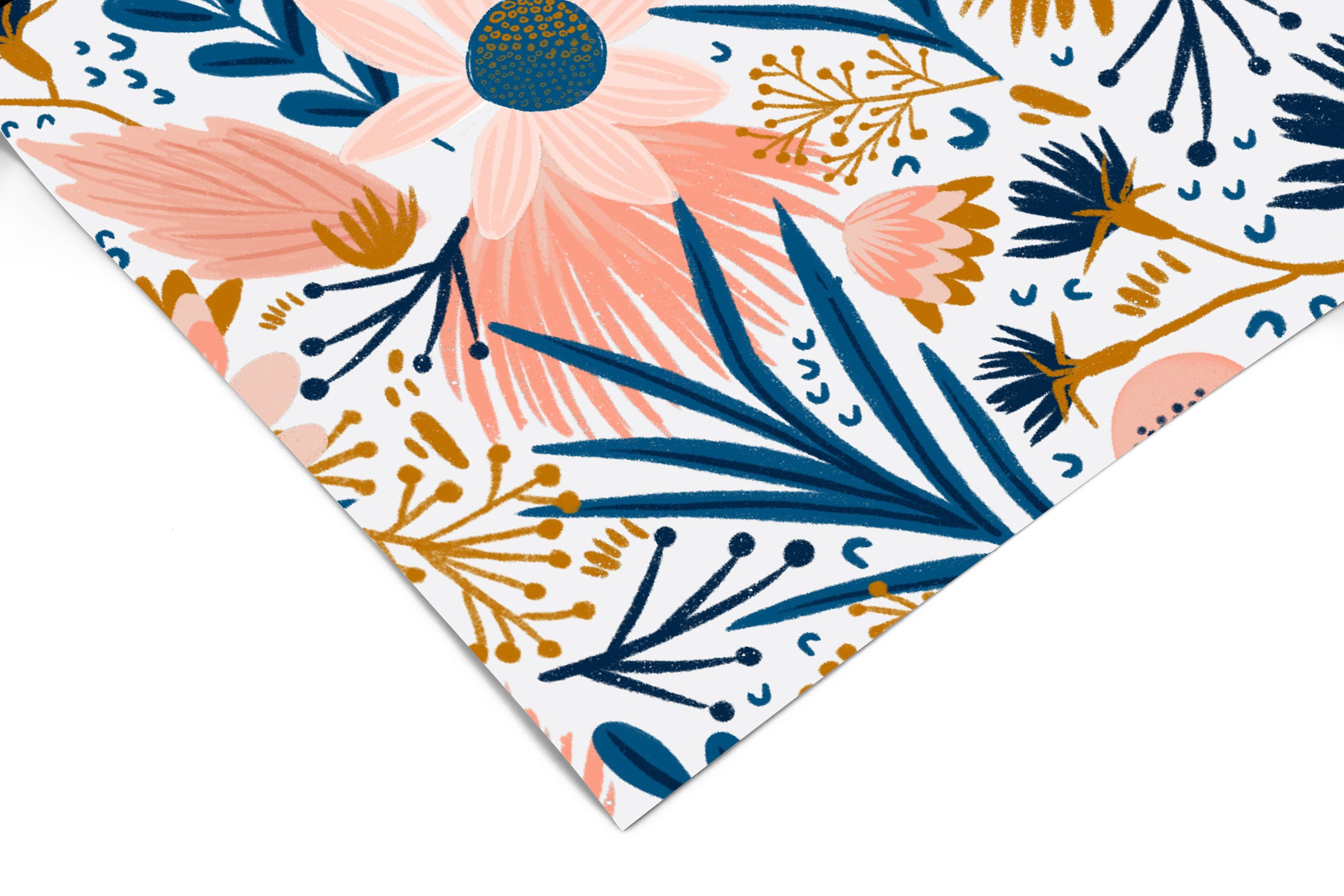 Pink And Navy Floral Wallpaper | Removable Wallpaper | Peel And Stick Wallpaper | Adhesive Wallpaper | Wall Paper Peel Stick Wall Mural 3620 - JamesAndColors