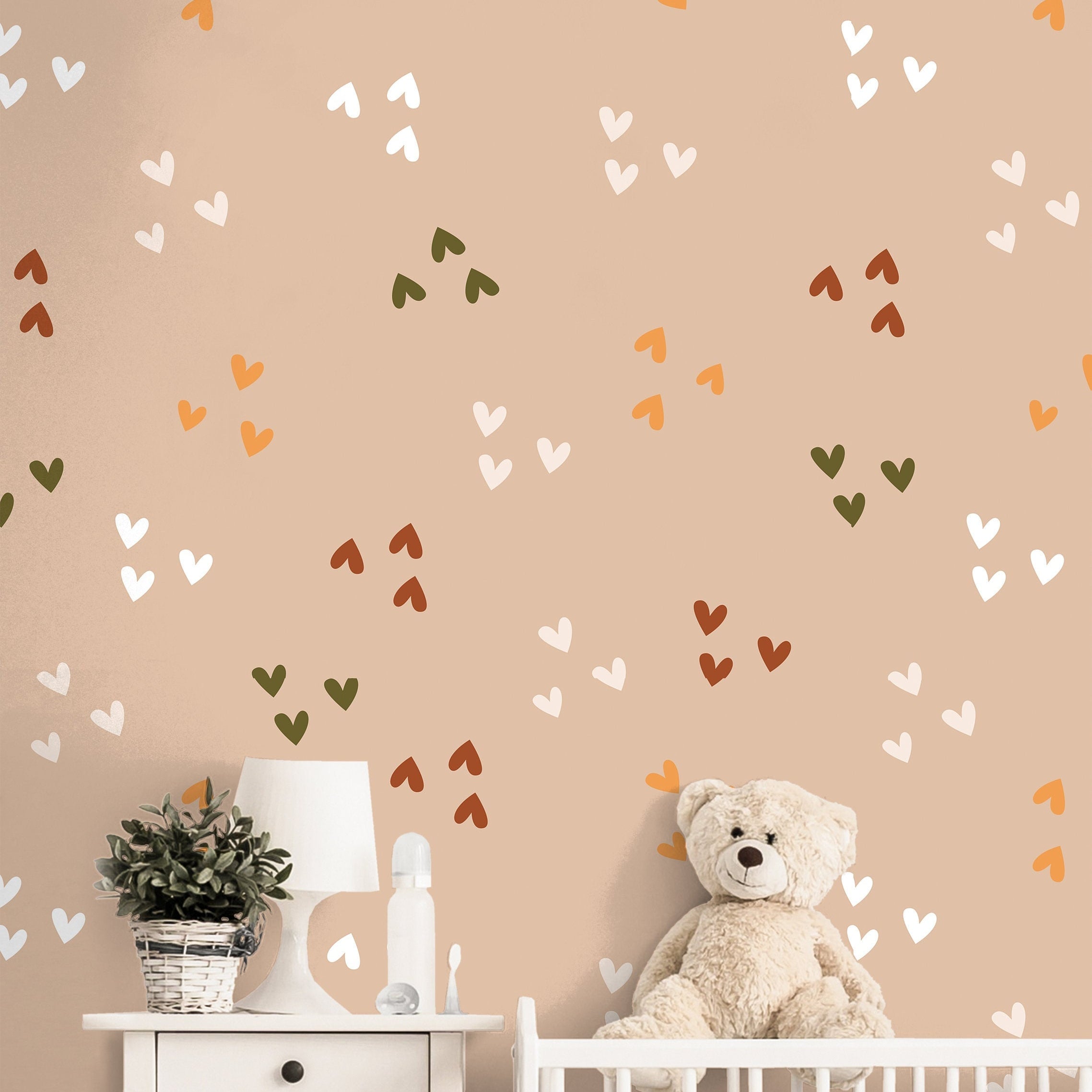 Boho Hearts Wallpaper | Girls Nursery Wallpaper | Kids Wallpaper | Childrens Wallpaper | Peel Stick Wallpaper | Removable Wallpaper | 3617 - JamesAndColors