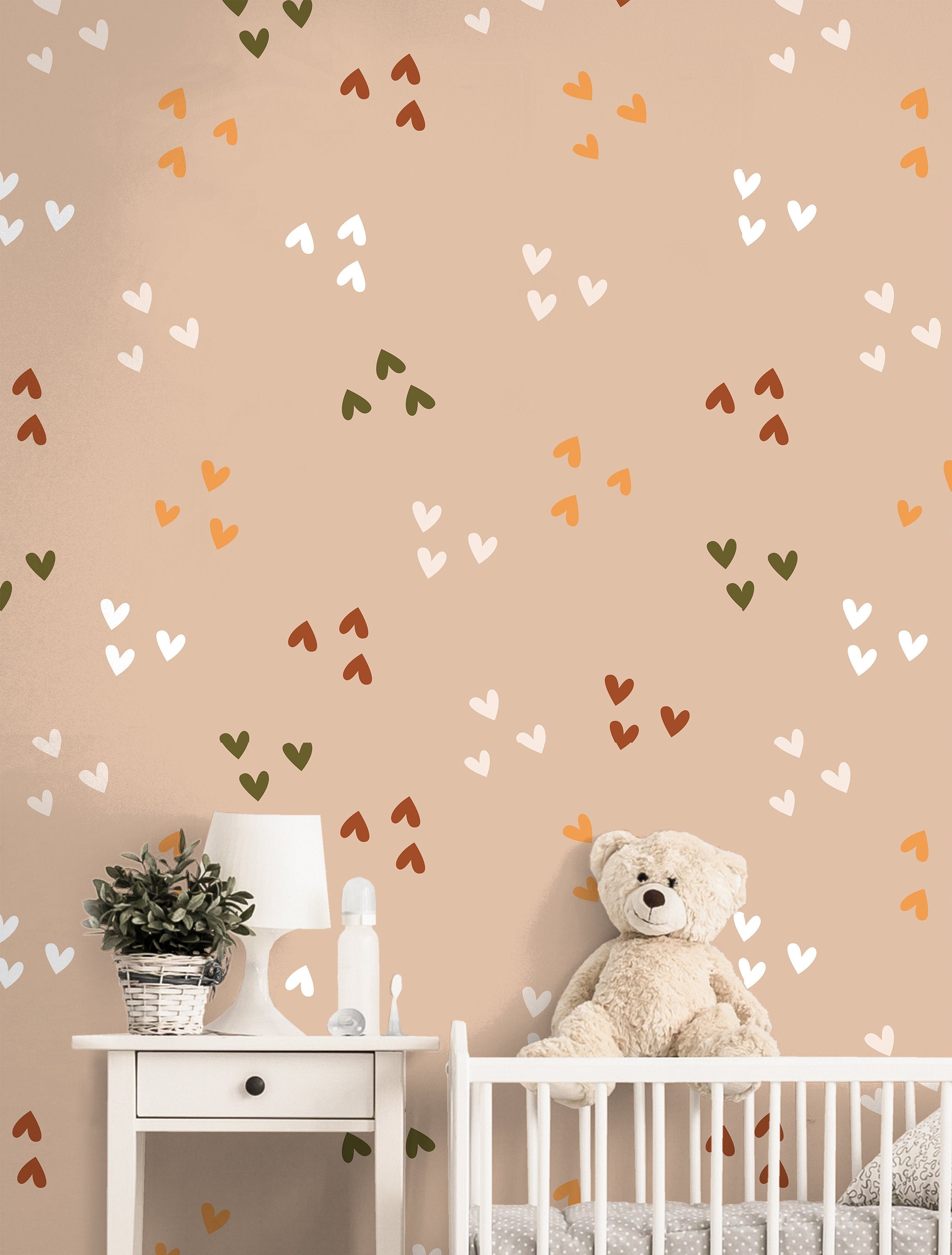 Boho Hearts Wallpaper | Girls Nursery Wallpaper | Kids Wallpaper | Childrens Wallpaper | Peel Stick Wallpaper | Removable Wallpaper | 3617 - JamesAndColors