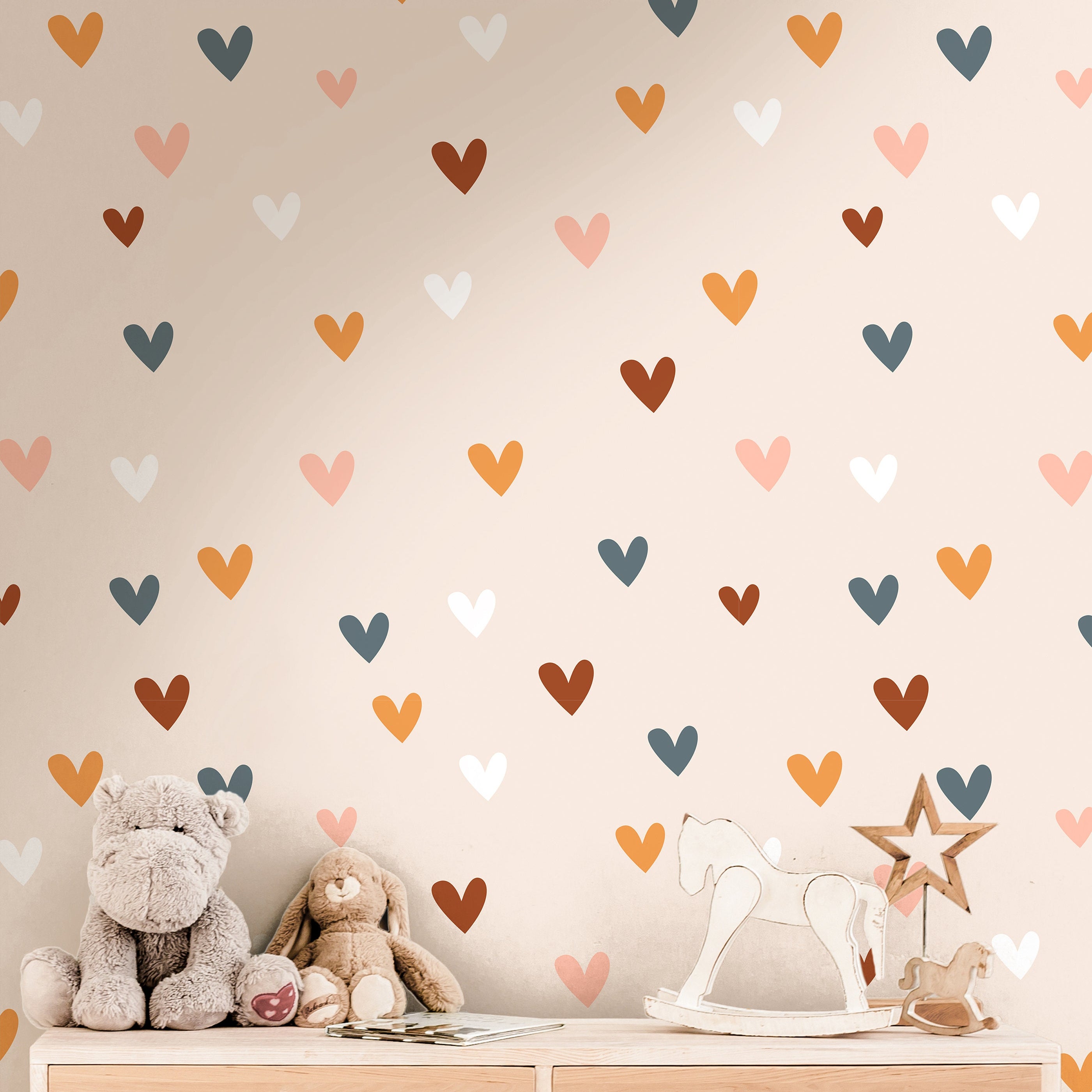 Boho Hearts Wallpaper | Girls Nursery Wallpaper | Kids Wallpaper | Childrens Wallpaper | Peel Stick Wallpaper | Removable Wallpaper | 3616 - JamesAndColors