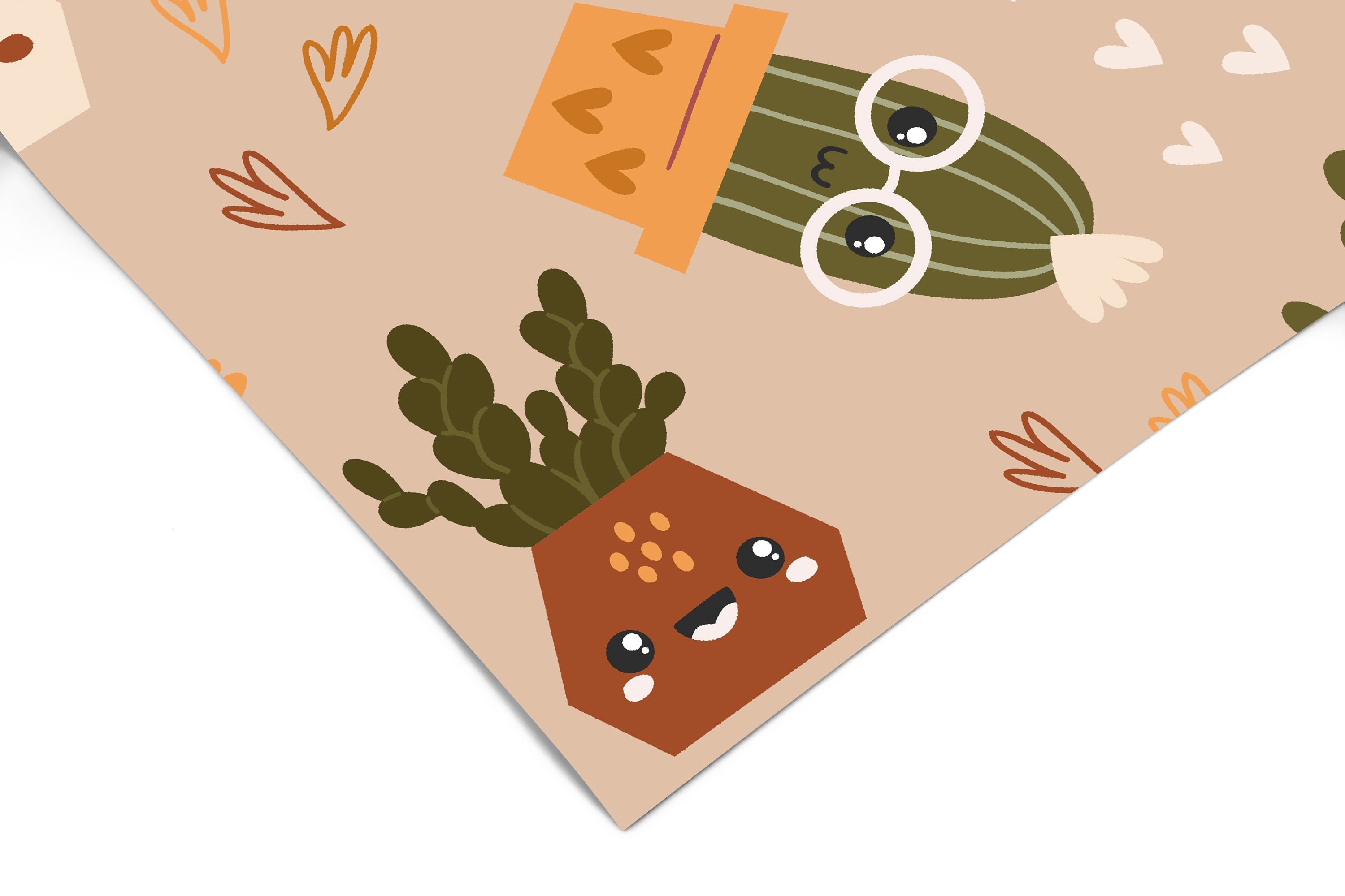 Boho Cactus Tan Wallpaper | Removable Wallpaper | Peel And Stick Wallpaper | Adhesive Wallpaper | Wall Paper Peel Stick Wall Mural 3615 - JamesAndColors